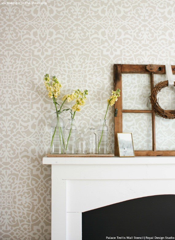Palace Trellis Moroccan Wall Stencil - DIY Home Decor, Arabic Pattern Template for Painting, Wall Art, Furniture & Crafts - Perfect for Bedroom, Living Room, and Boho Style Interior Design