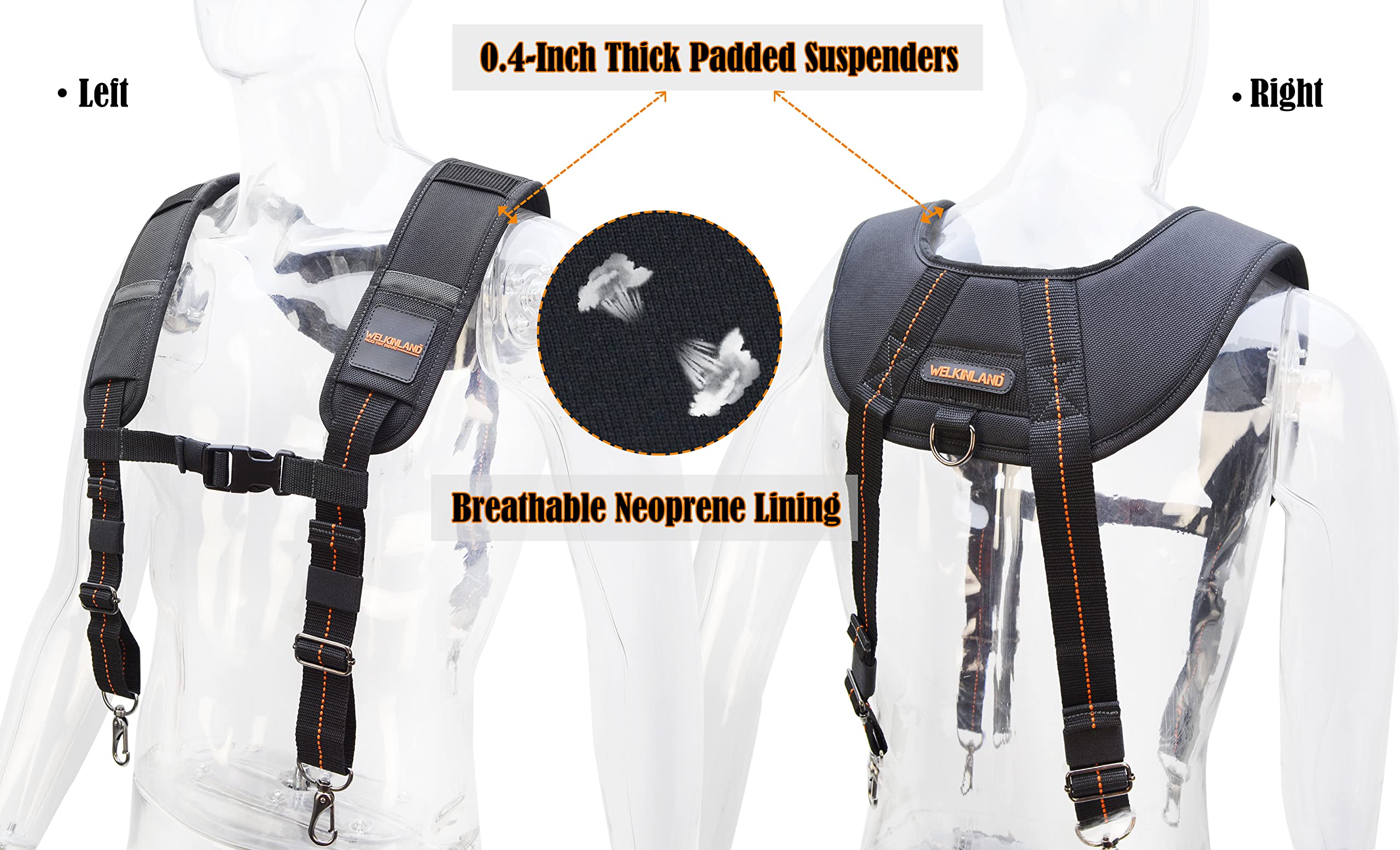 WELKINLAND 39-Pocket Tool Belt for Men with Suspenders - 4