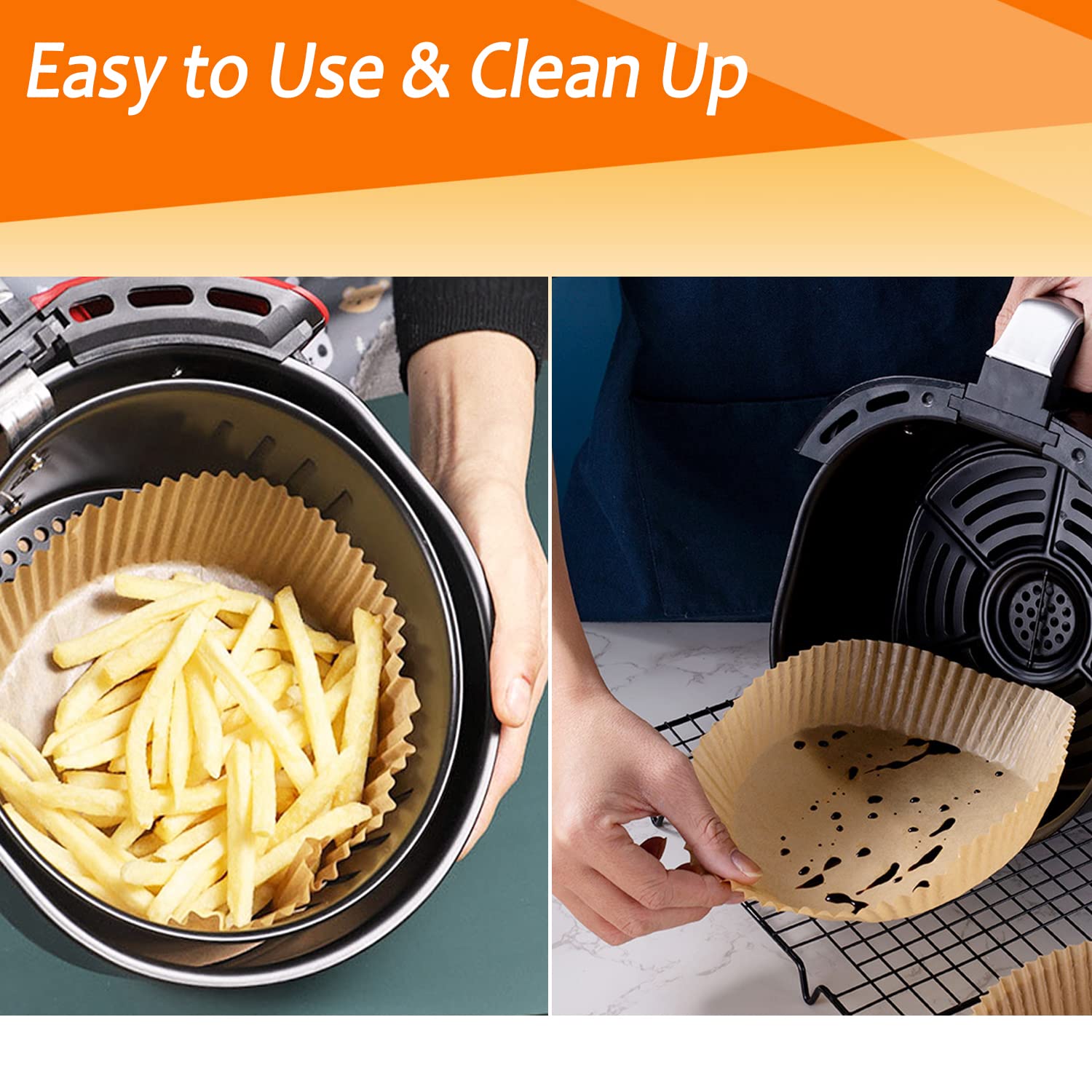 100 Pcs 6.3 Inch Round Disposable Air Fryer Liners - White Parchment Paper for 2-5 Qt Air Fryer Baskets | Non-Stick, Easy Clean Accessories | Perfect for Chicken Wings, French Fries & Healthy Cooking