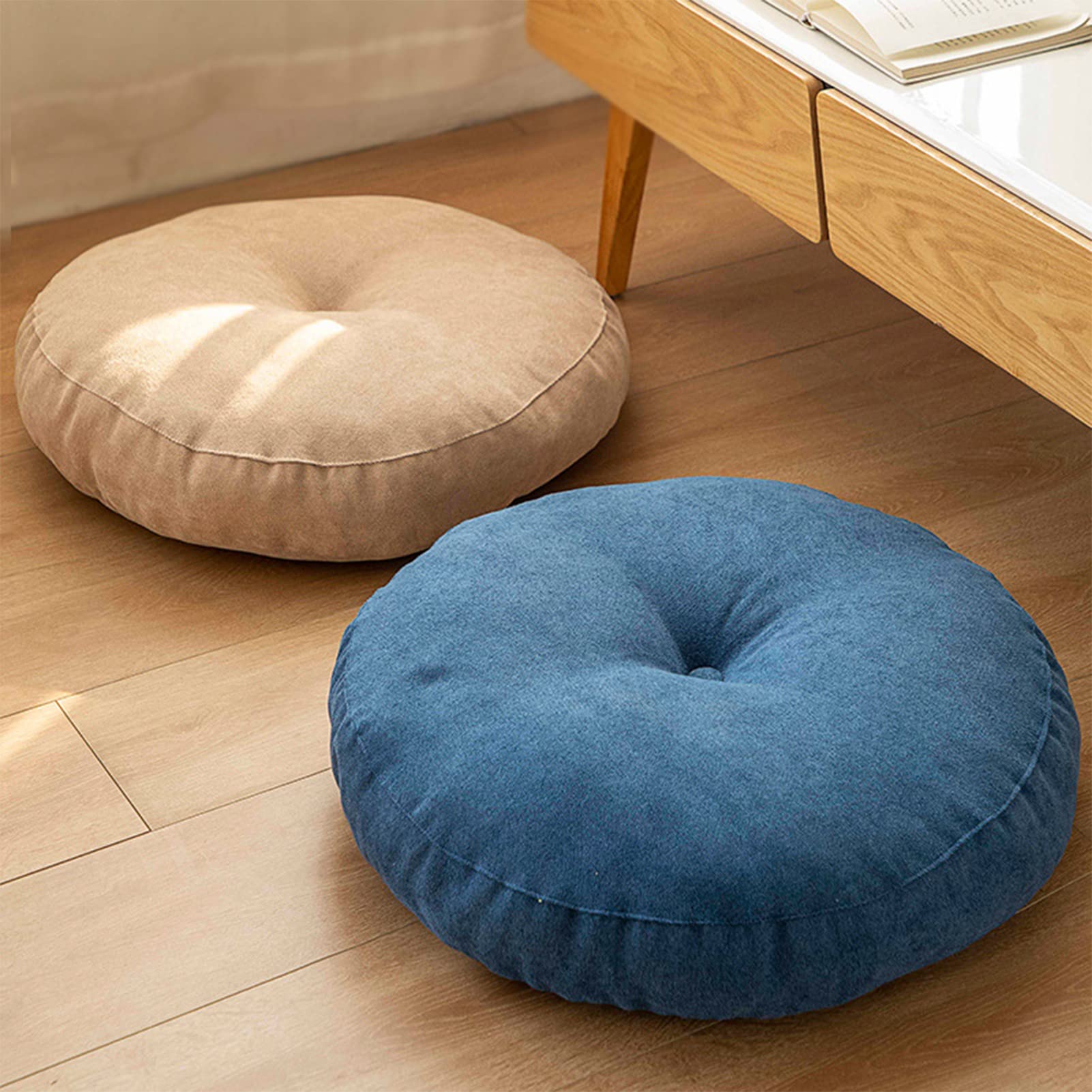 Round Chair Cushions 42cm - Soft Thick Seat Cushion Pad for Indoor & Outdoor Use - Blue Chair Pillow for Garden, Patio, Home, Kitchen, Office or Car - Comfortable Support for Dining Chairs, Lounge Seating & Relaxation