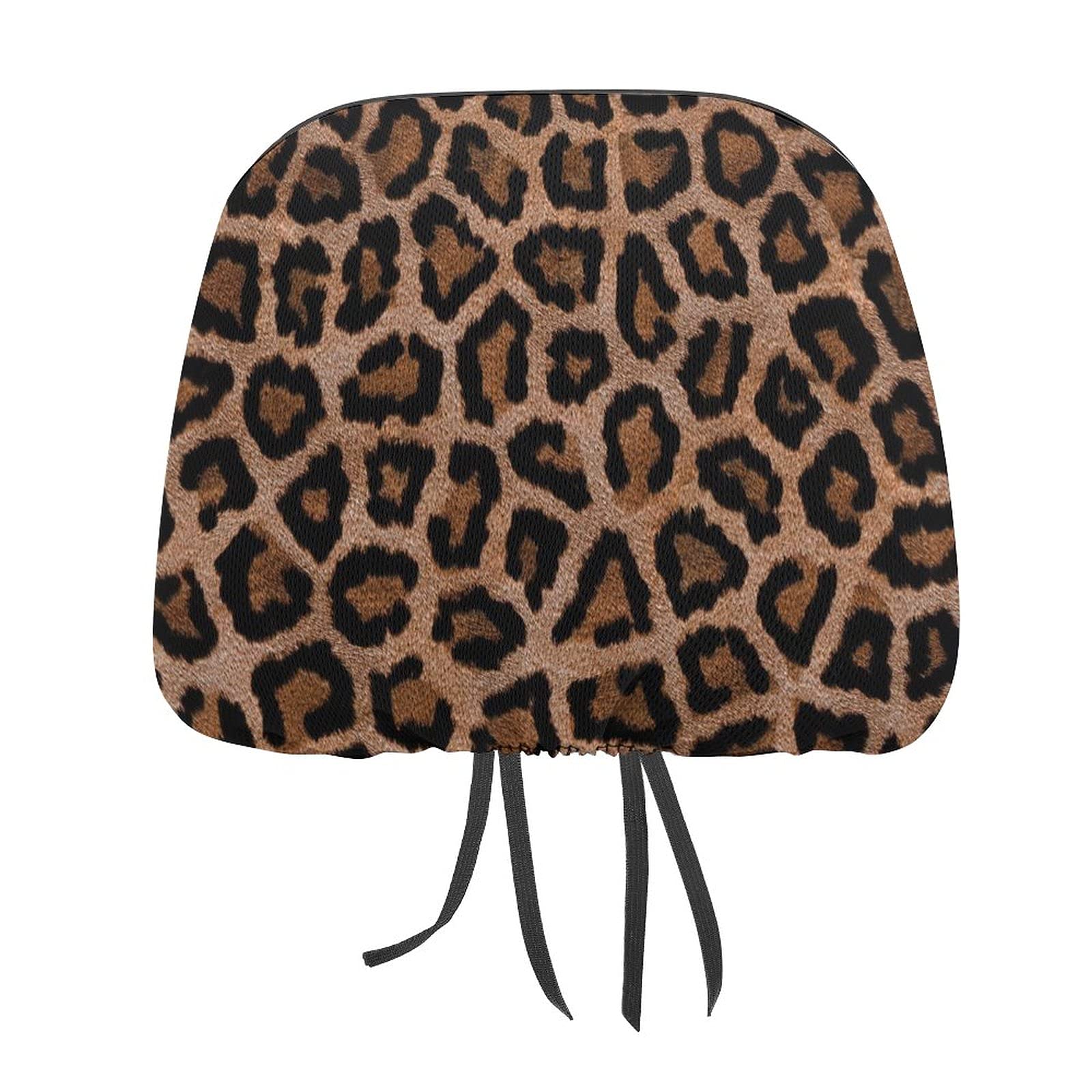 Bagea-Ka 2 Pack Cheetah Leopard Print Car Headrest Covers - Universal Fit for Most Cars & Trucks - Comfortable Seat Protectors for Men & Women - Perfect for Road Trips, Commuting, and Car Interior Protection
