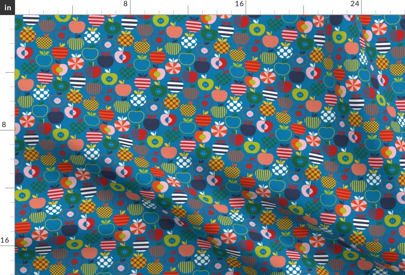 Scandinavian Apples Print Satin Fabric by The Yard - Premium Sewing Material for Apparel, Lining, Blankets & Home Decor | Perfect for DIY Fashion, Quilting & Scandinavian-Inspired Designs