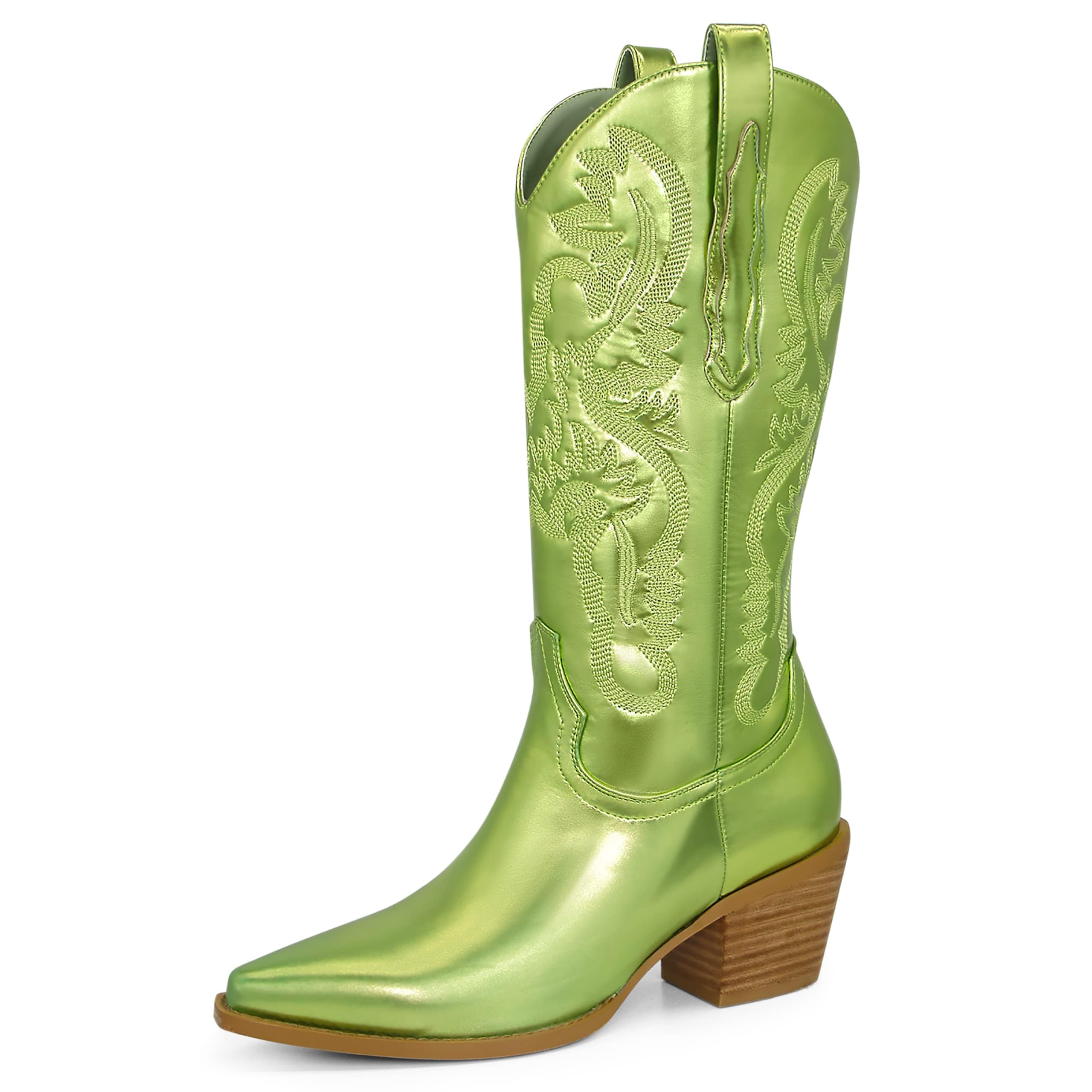 Ouepiano Women's Cowboy Boots - Wide Calf Embroidered Western Cowgirl Boots for Country Dancing & Rodeo Events