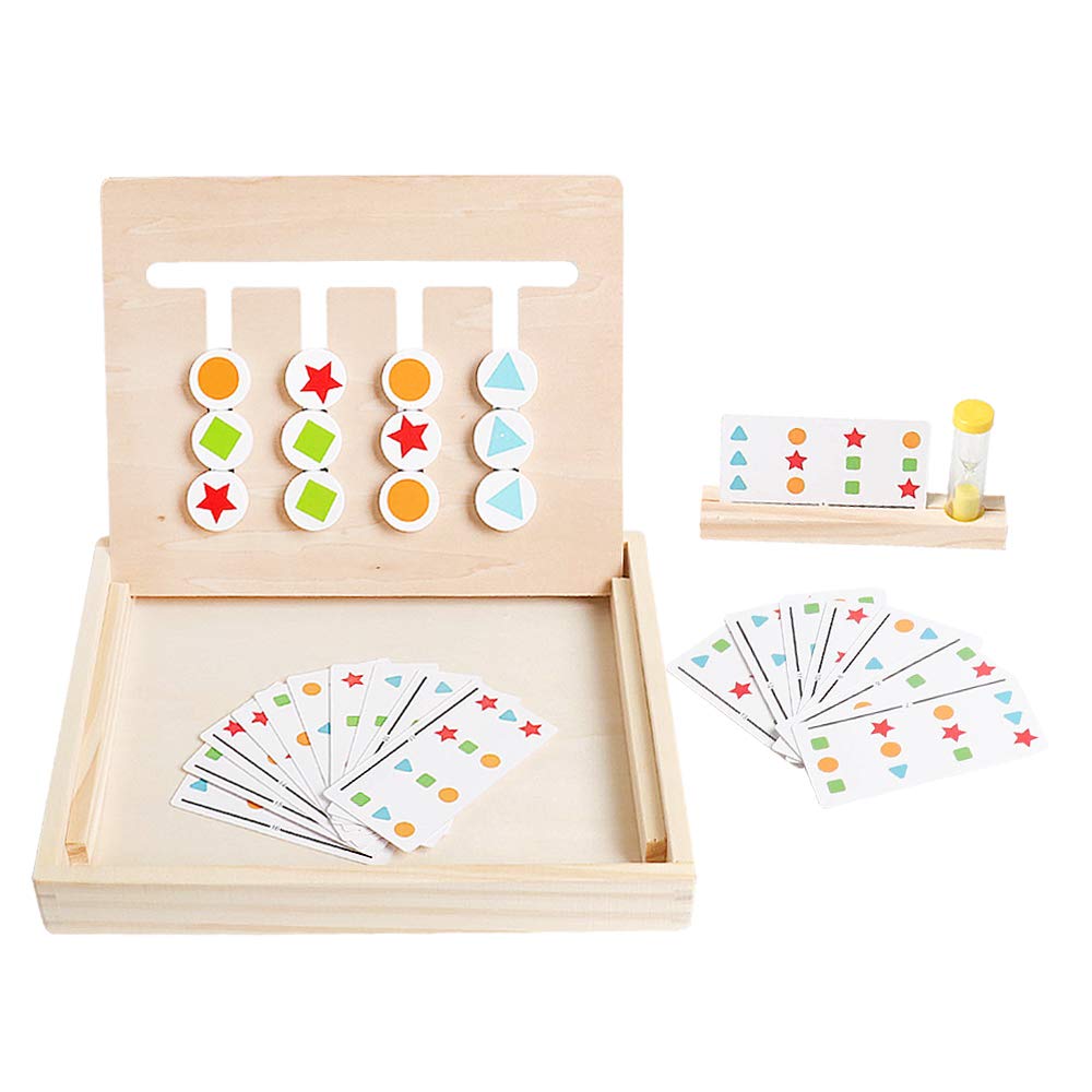 Montessori Wooden Slide Puzzle Toy - Color & Shape Matching Brain Teaser Game for Kids Ages 2-6 | Educational Learning Toys for Toddlers | Travel & Home Play STEM Activity