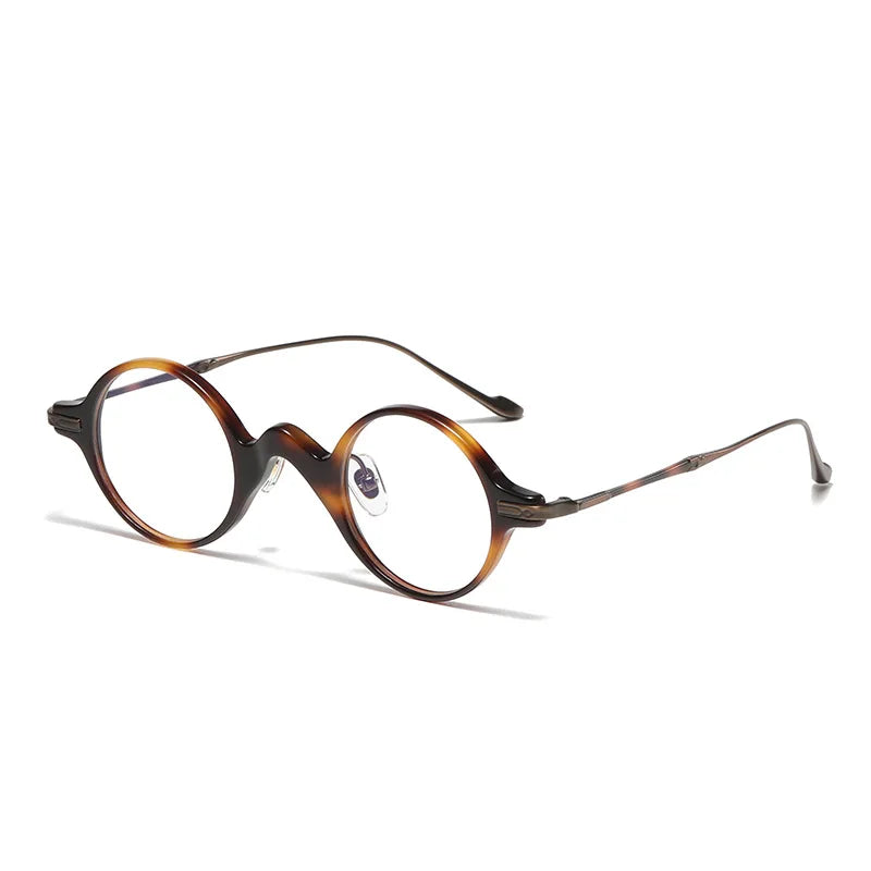 Stylish Unisex Black Titanium Acetate Round Eyeglasses 95950 - Perfect for Work, Reading & Fashion Accessories