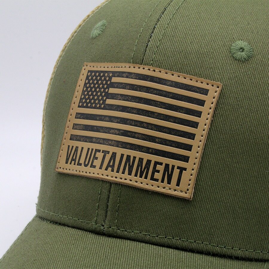Valuetainment American Flag Army Green Mesh Snapback Hat - Patriotic Military Style Baseball Cap for Men & Women - Perfect for Outdoor Activities, Sports, and Casual Wear