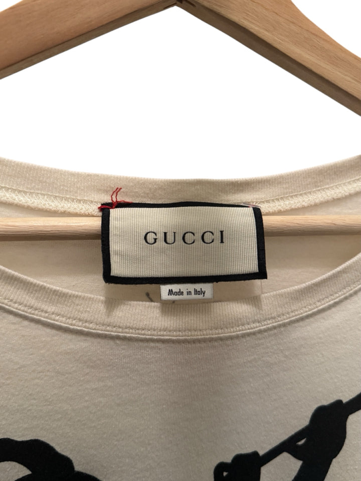 Authentic Gucci Chateau Marmont Women's T-Shirt Size L - Luxury Cotton Casual Top for Date Night & Weekend Outings