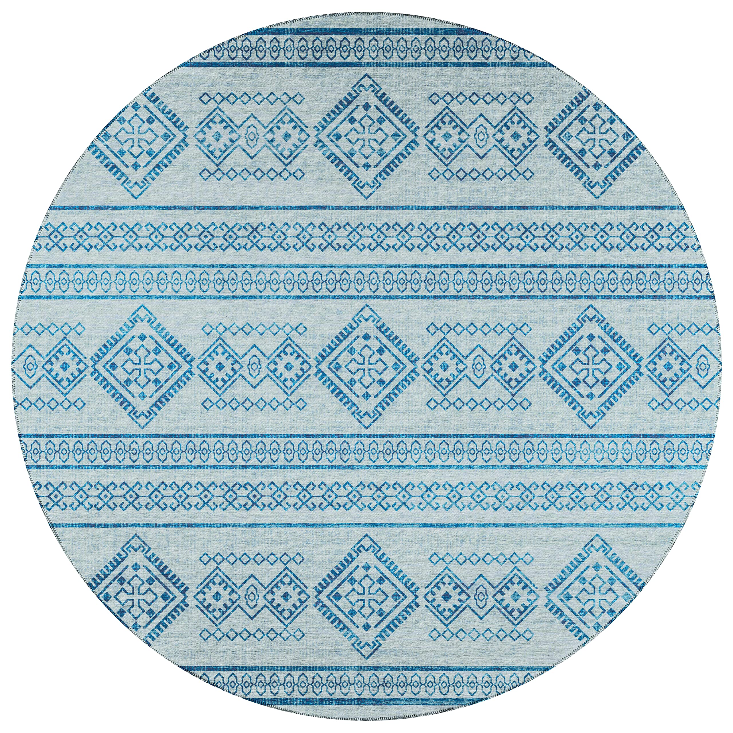 Addison Rugs Yuma AYU44 Blue 8' x 8' Square Area Rug - Soft Plush Living Room Carpet for Bedroom, Dining Room, and Home Decor