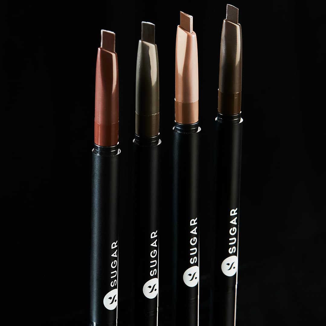 SUGAR Cosmetics Arch Arrival Brow Definer - Waterproof Eyebrow Pencil with Spoolie Brush, 12-Hour Long Lasting, Highly Pigmented for Natural Looking Brows, 3.5g (04 Felix Onyx) | Perfect for Daily Makeup, Salon Visits & Special Occasions