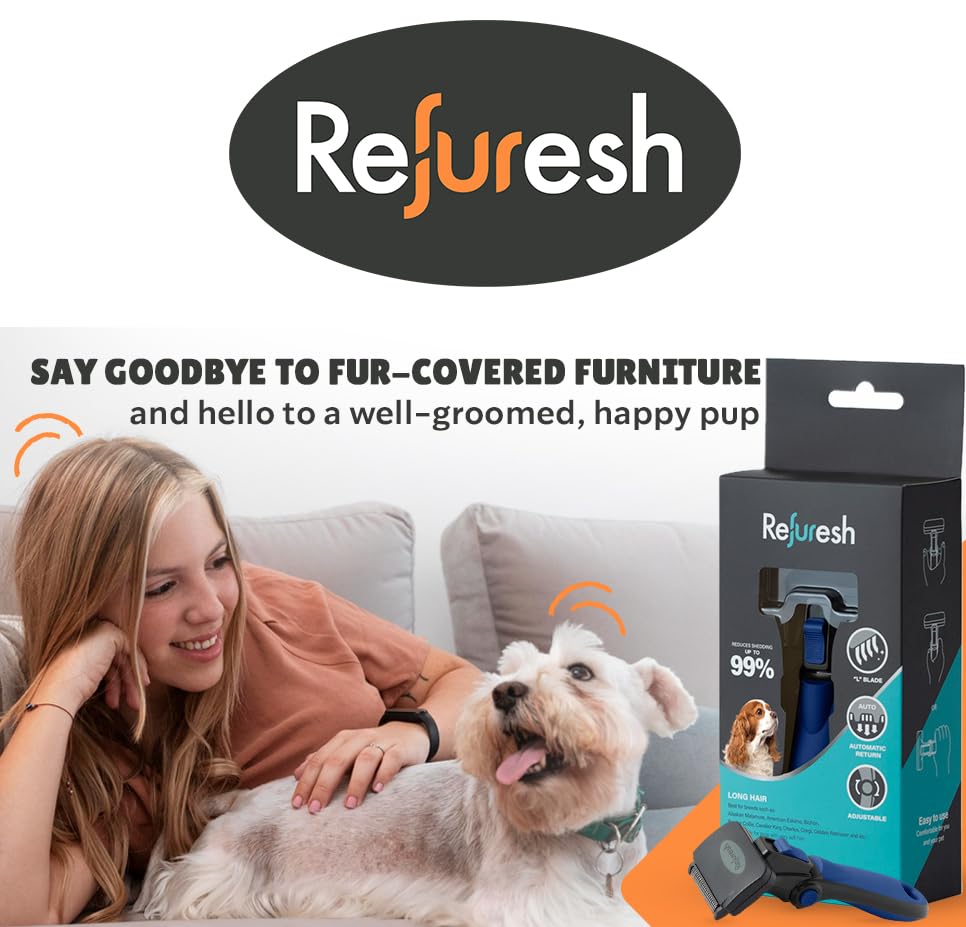 Premium Dog Deshedding Brush for Long Hair - Red (Medium) | Gentle Pet Grooming Tool for Dogs & Cats | Reduce Shedding & Mats | Perfect for Home Grooming & Professional Use