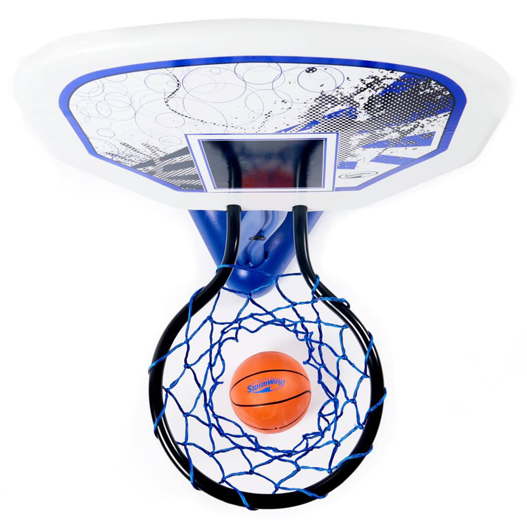 SwimWays Poolside Basketball Game Set - Portable Inflatable Water Hoop for Kids & Adults - Fun Outdoor Pool, Beach, Backyard Summer Games & Activities