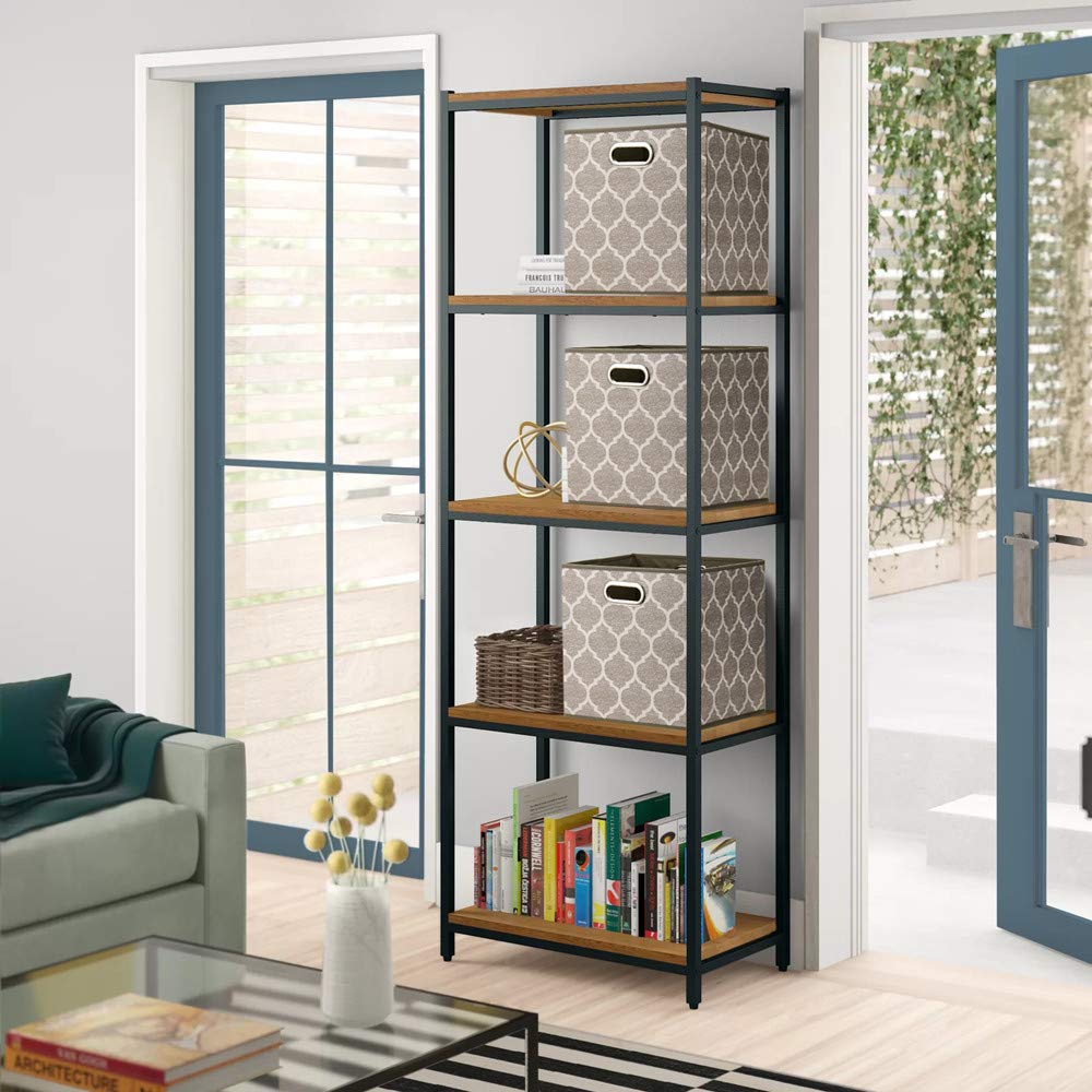 13x13x13 Inch Fabric Storage Cubes with Grid Pattern - Foldable Clothes Organizer Bins for Closet, Shelves & Drawers | Perfect for Bedroom, Nursery & Office Organization (Set of 3, QY-SC01-3)