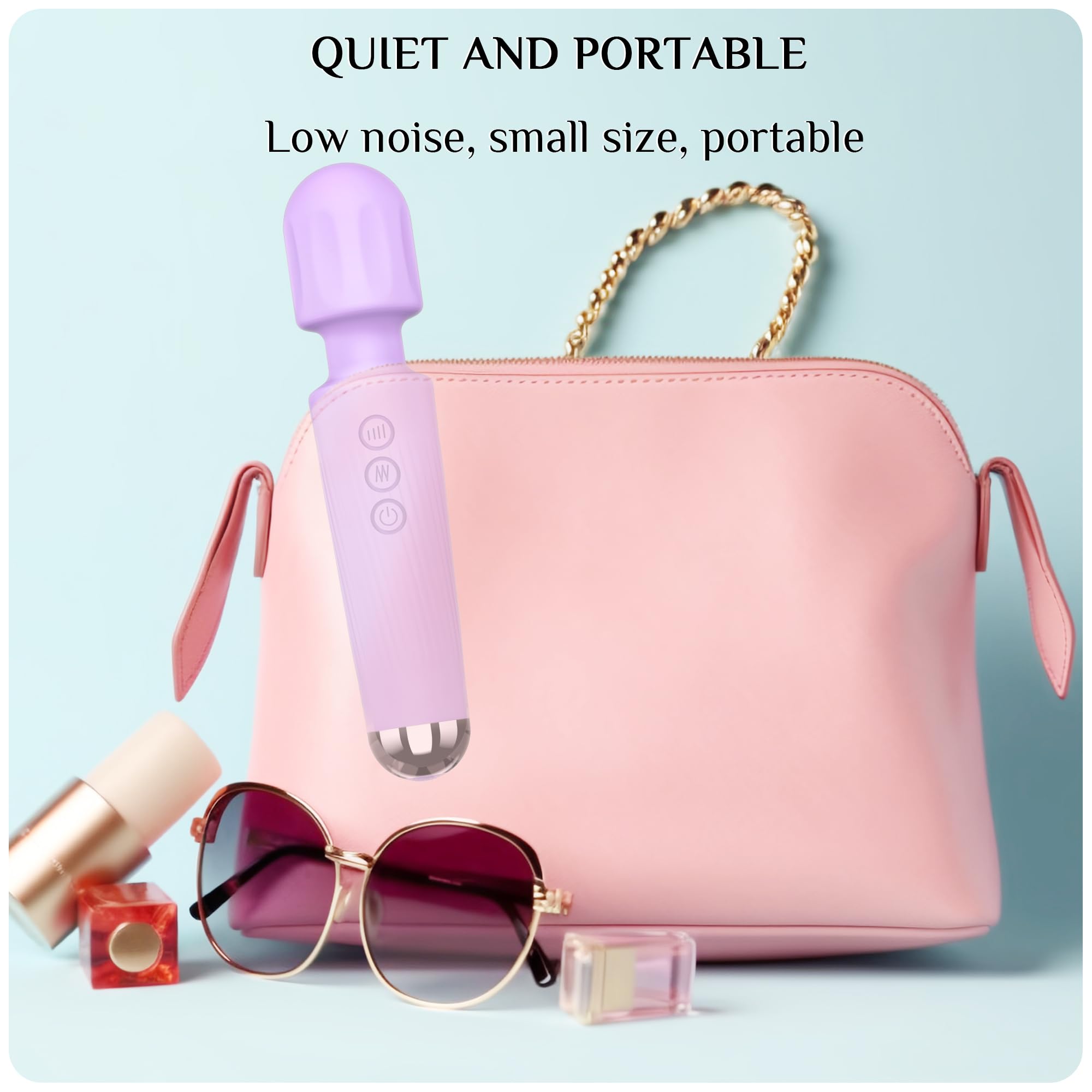 8-Speed 20-Pattern Rechargeable Vibrating Wand Massager for Women - Powerful Clitoral Stimulator & G-Spot Vibrator, Adult Sex Toy with Ergonomic Design - Perfect for Solo Play & Couples Intimacy (Violet)