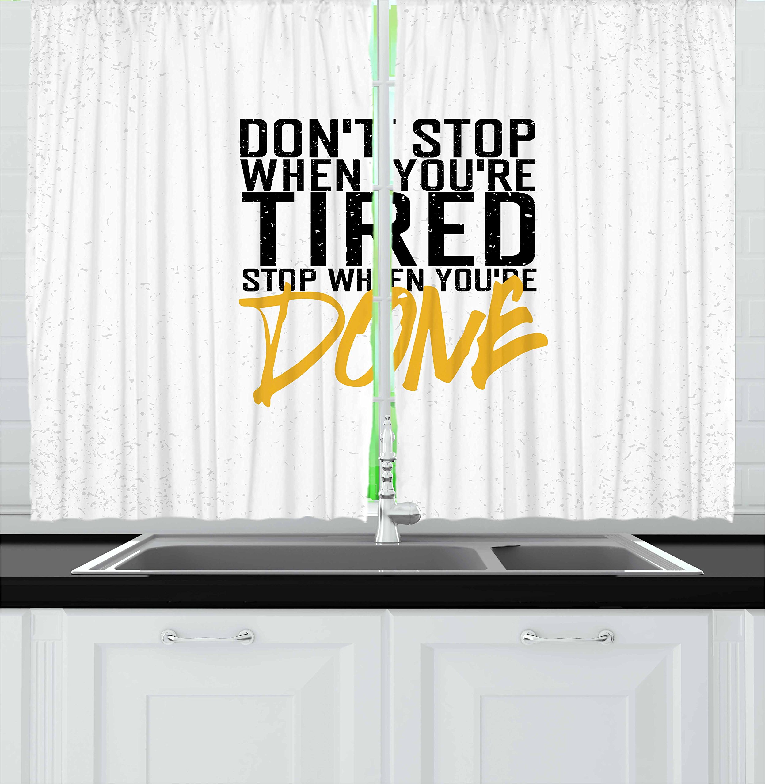 Ambesonne Vintage Drive Challenging Slogan Kitchen Curtains - 2 Panel Set 55