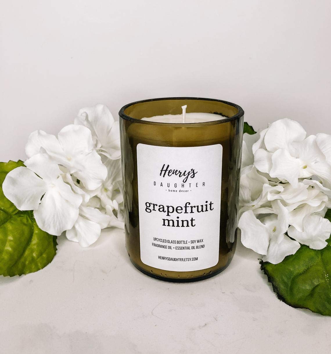 Refreshing Grapefruit Mint Scented Wine Bottle Candle - Perfect for Relaxation, Home Decor & Romantic Ambiance