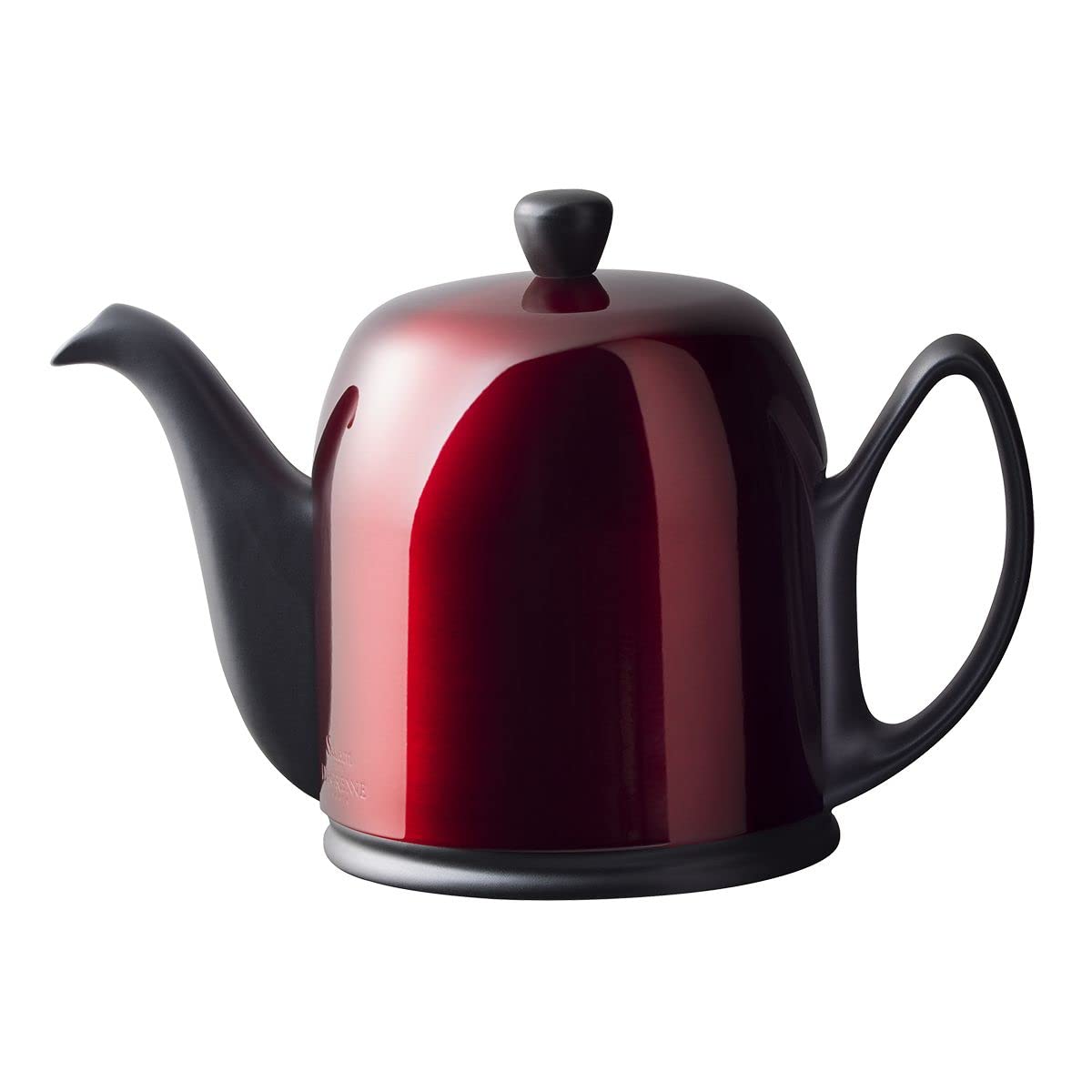 Luxury French Tea Pot - Porcelain Teapot with Red Stainless Steel Cover, Ceramic Tea Kettle for Loose Leaf Tea, Removable Infuser, 6 Cup Capacity (36oz), Black - Perfect for Afternoon Tea, Gifts, and French-Inspired Home Decor