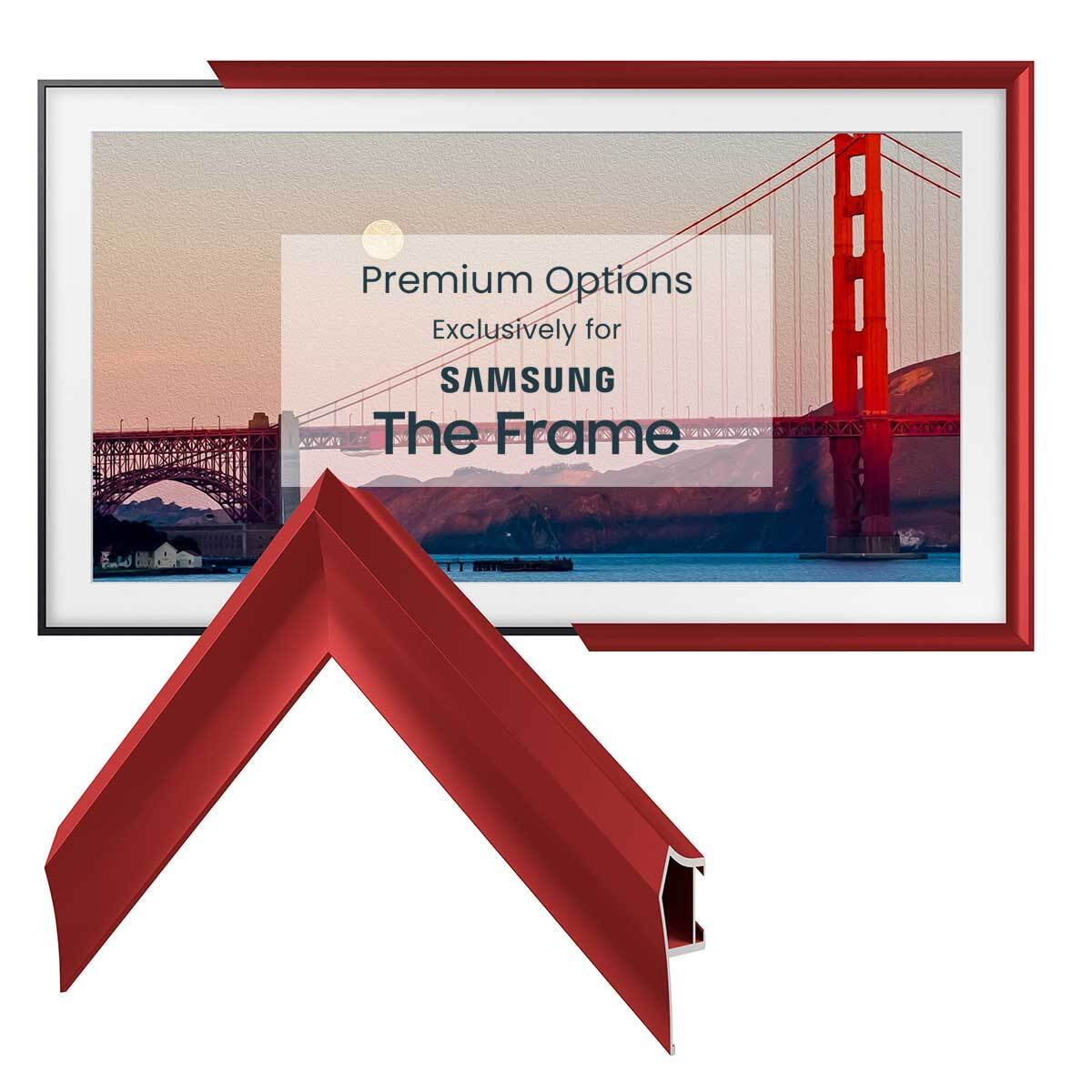 Samsung Frame TV Bezel - Candy Apple Red Alloy Prismatic Finish (2017-2020 Models) | Perfect for Home Theater & Modern Living Room Decor