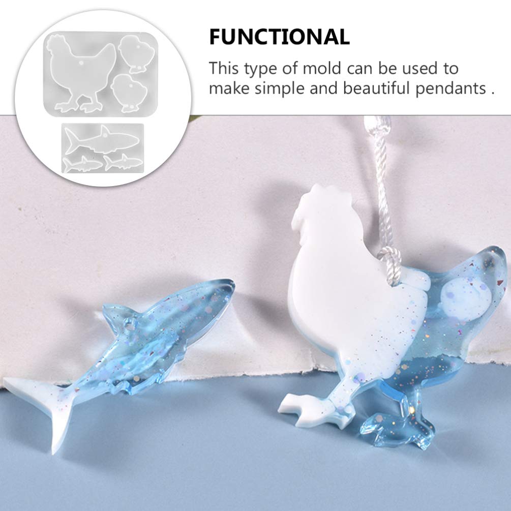 ARTIBETTER 2-Piece Silicone Jewelry Molds - Chicken & Fish Shaped Pendant Molds for DIY Epoxy Resin Casting, Handmade Charm & Tag Making - Perfect for Crafting Unique Resin Jewelry at Home