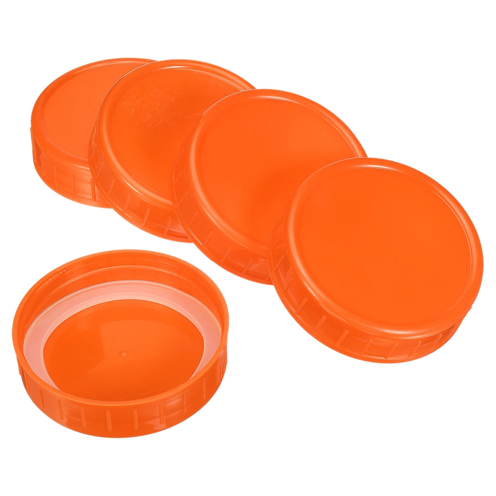 PATIKIL 70mm Regular Mouth Plastic Mason Jar Lids - 24 Pack with Silicone Sealing Ring for Airtight Kitchen Storage | Ideal for Canning, Pickling, Meal Prep & Pantry Organization (Orange)