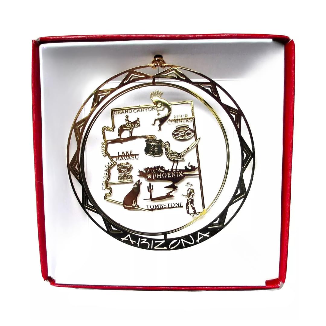Arizona State Brass Christmas Ornament - Handcrafted Holiday Decoration, Travel Souvenir & Unique Gift for Collectors (Perfect for Tree Decor, Home Display & Office Celebration)