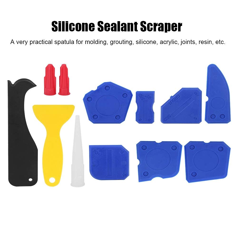 12Pcs/Set Silicone Caulking Tool Kit - Plastic Sealant Spreader, Caulk Finisher & Glass Glue Scraper for Professional Sealant Application - Perfect for Bathroom, Kitchen & Window Sealing Projects