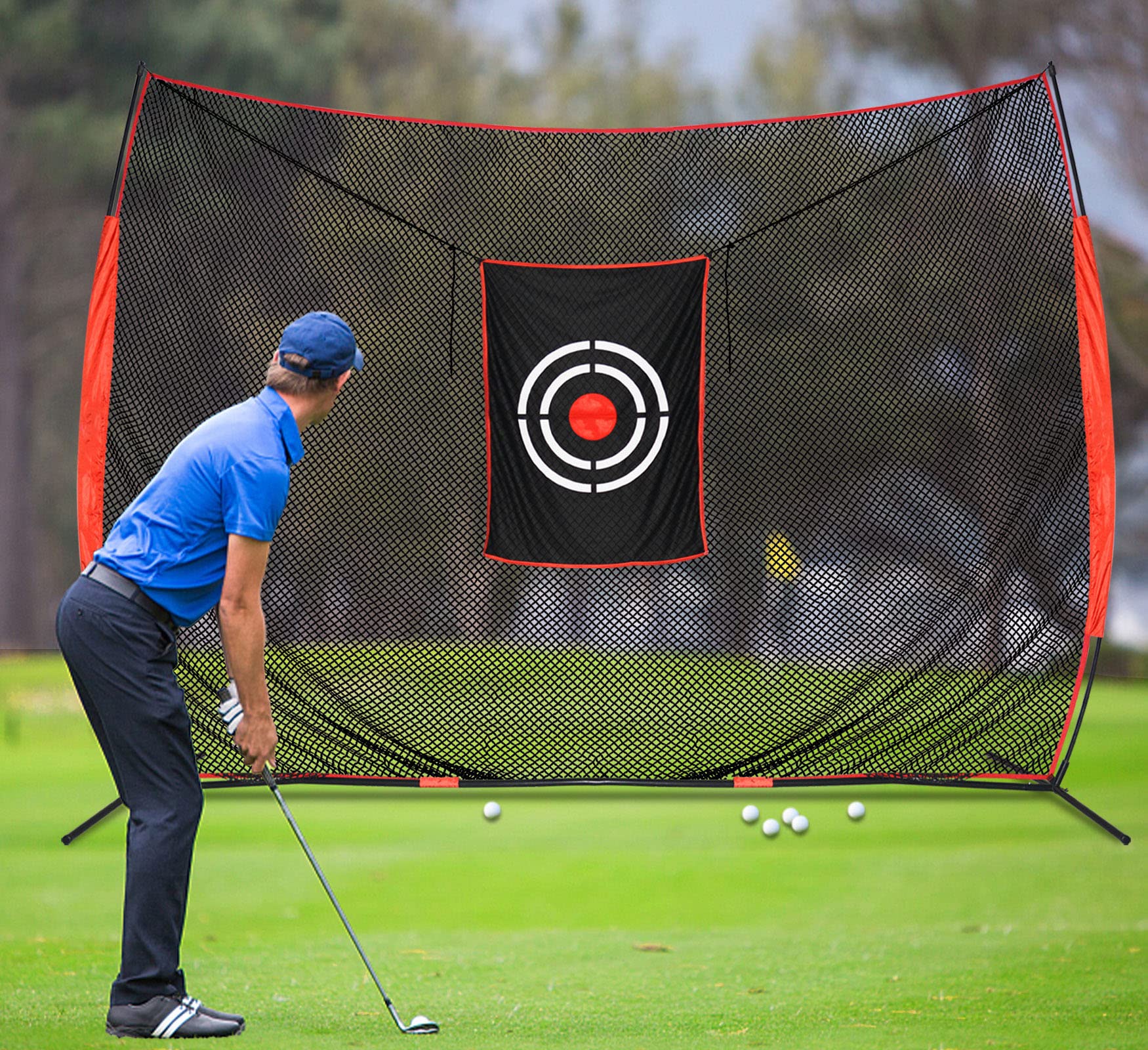 Premium Heavy Duty Golf Hitting Net for Backyard & Indoor Practice - Portable Golf Driving Net with Fiberglass Poles & Carry Bag - Perfect for Backyard Training, Driving Range, and Home Golf Practice