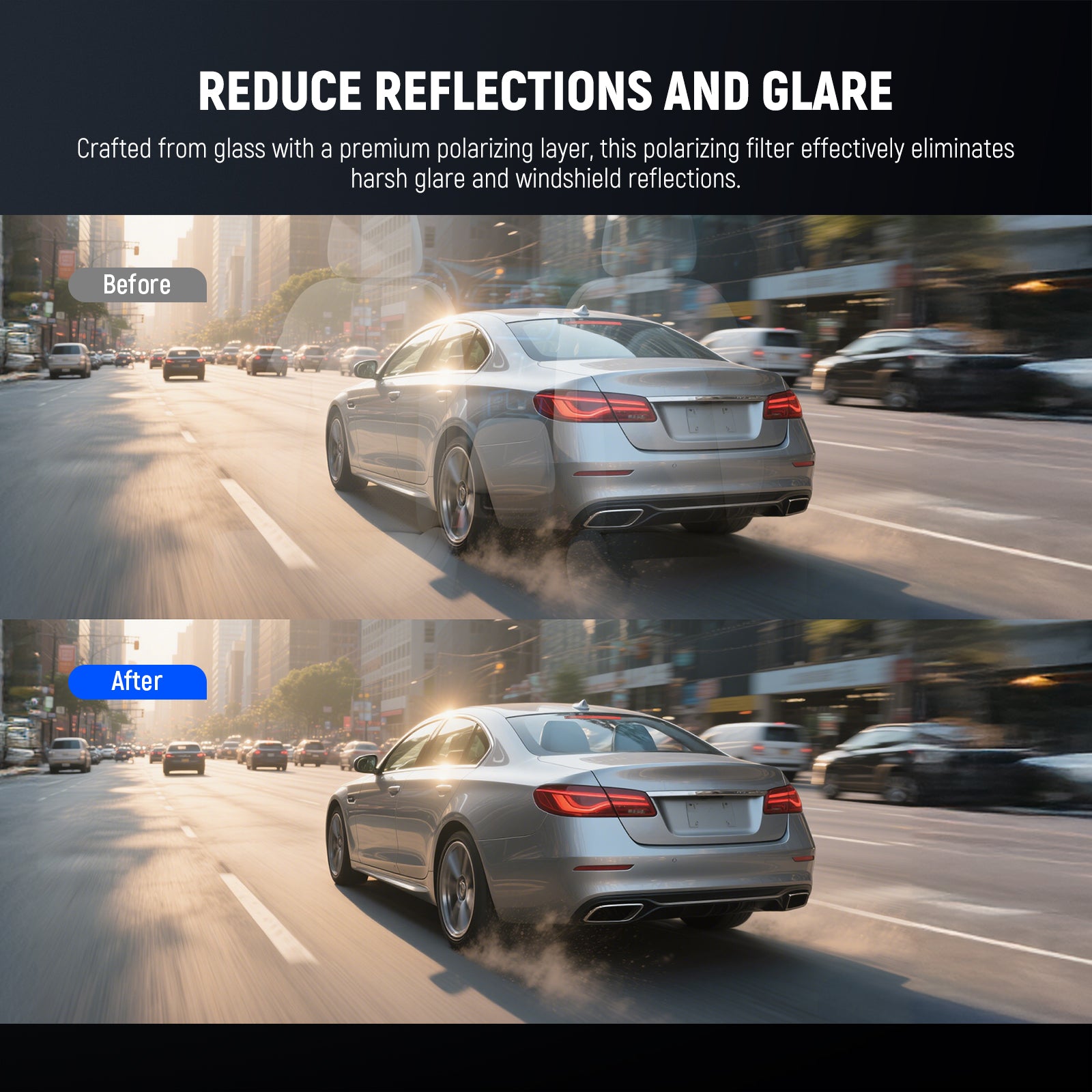 NEEWER 40mm Circular Polarizing CPL Filter for Dash Cam - Reduce Glare & Enhance Clarity for Daytime and Night Driving