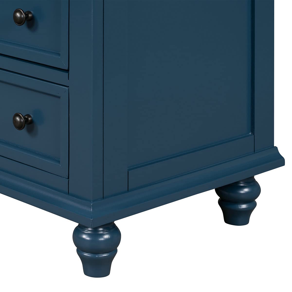 3-Drawer Wood Nightstand with Pull-Out Tray - Solid Wood End Table & Storage Cabinet for Bedroom, Living Room, or Entryway - Blue Finish for Modern Home Decor