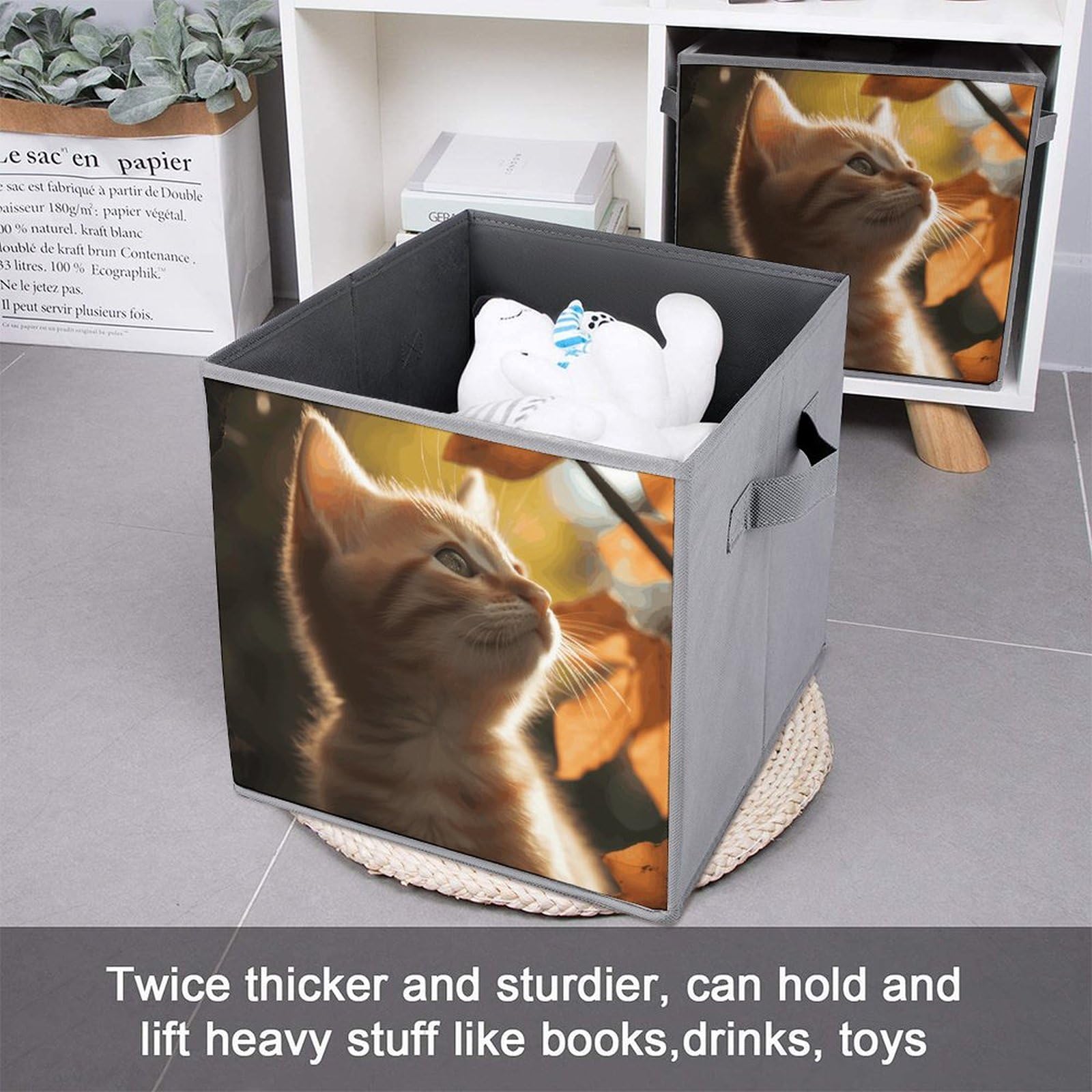 Collapsible Waterproof Storage Cube Bins with Handles - 6 Pack Organizer Baskets for Home, Closet, Office & Bedroom - Perfect for Toys, Cat Supplies & Underbed Storage