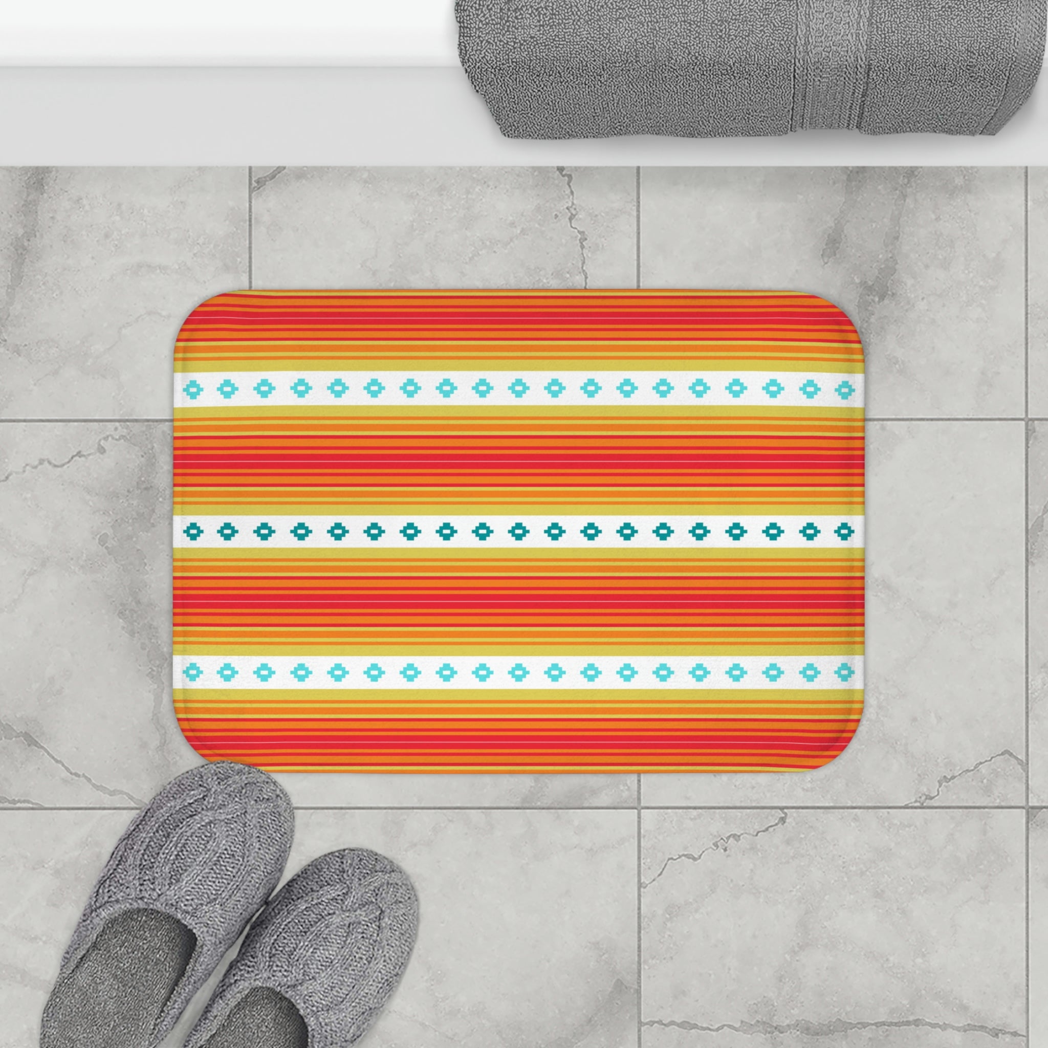Boho Bath Mat - Soft Microfiber Non-Slip Bathroom Rug with Southwestern Design for Small & Large Spaces | Perfect for Bathroom Decor and Cozy Home Use