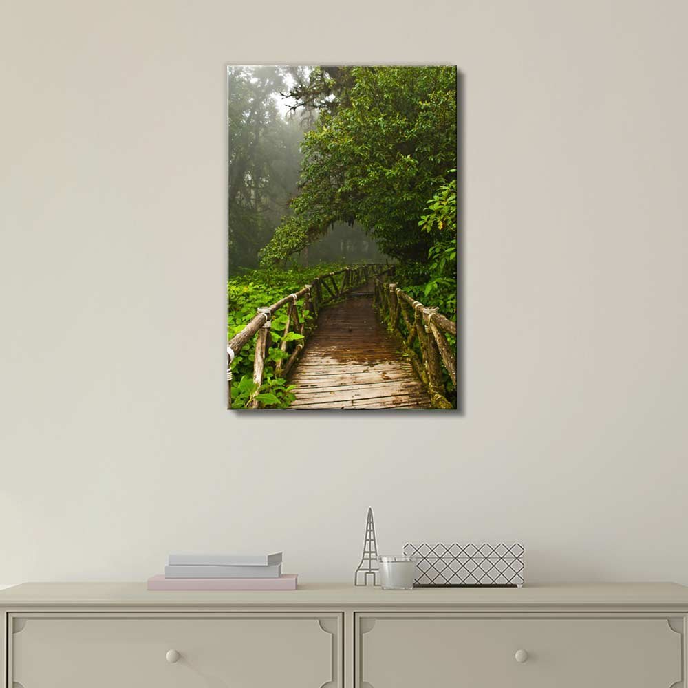 Rainforest DOI Inthanon Thailand Canvas Prints Wall Art - 16x24 Inch Nature Landscape Painting - Perfect for Living Room, Bedroom & Office Decor