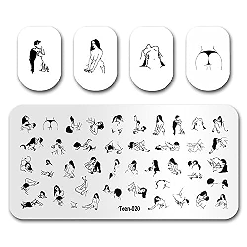 Nail Stamping Plates Set - 20PCS Floral & Body Line Art Nail Stamp Templates for Manicure, DIY Nail Art Designs - Perfect for Home, Salon & Party Nail Decoration
