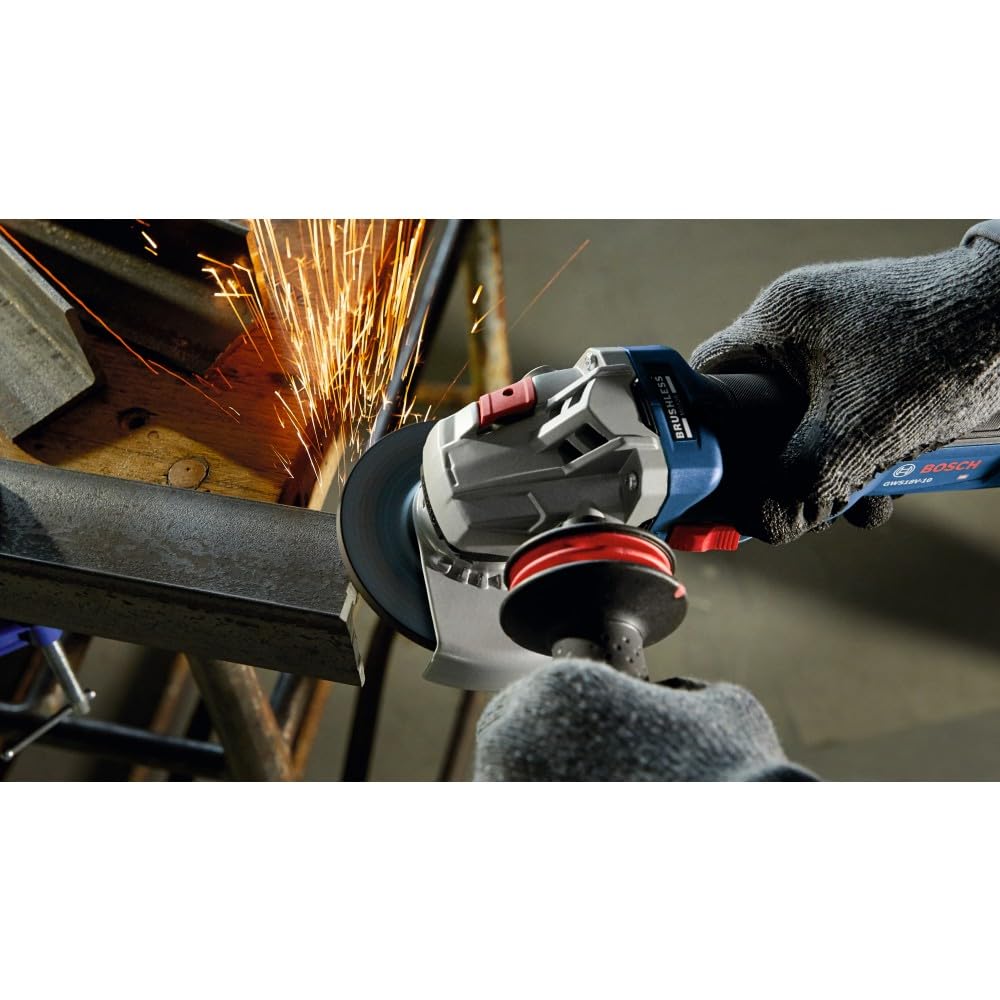 BOSCH GWS18V-10N 18V Cordless Brushless Angle Grinder with Slide Switch - 4-1/2 to 5 Inch Cutting & Grinding Tool (Bare Tool) - Perfect for Metalworking, Wood Cutting, and DIY Projects