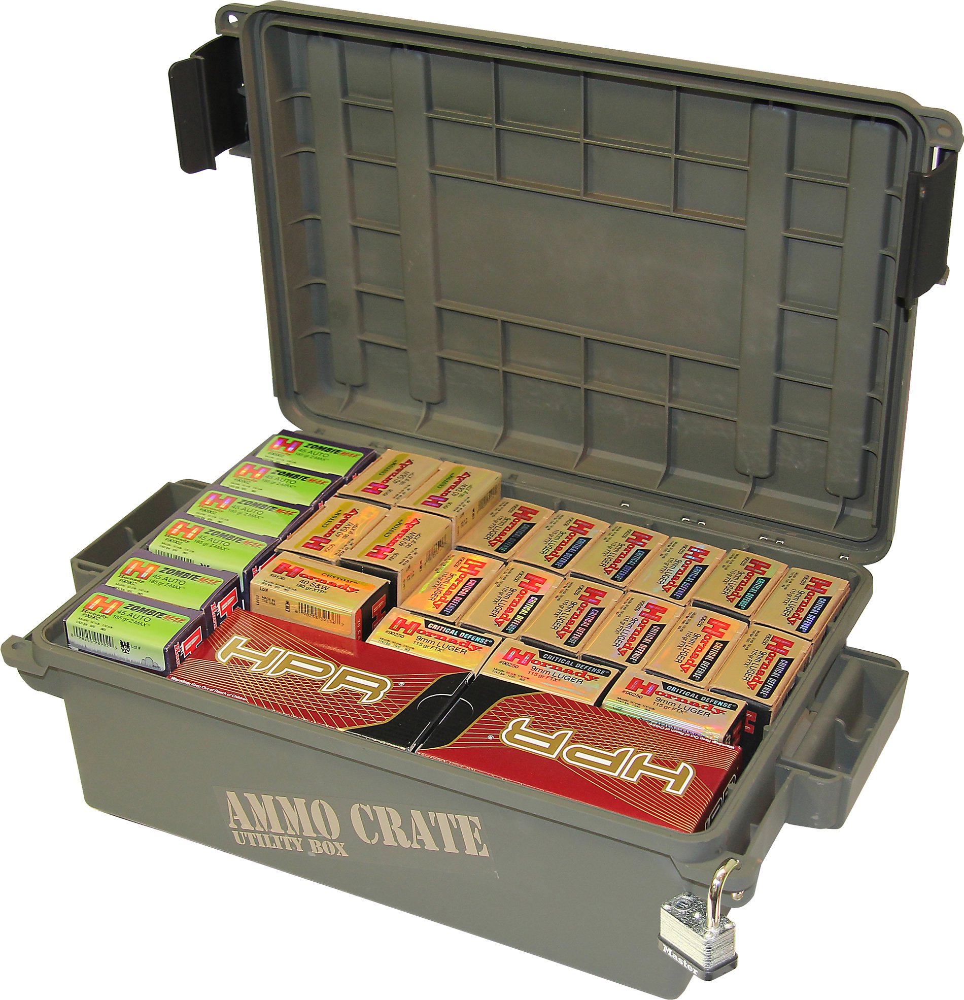 MTM ACR4-18 Ammo Crate Utility Box - Heavy Duty Plastic Storage Case with Dividers for Ammunition, Tools & Gear - Perfect for Range, Hunting & Outdoor Adventures