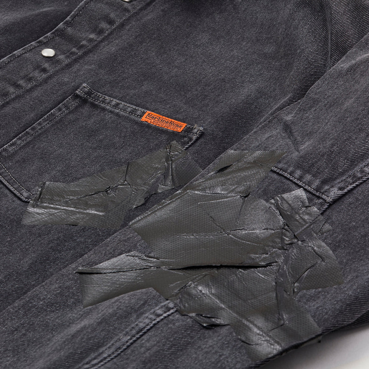 Premium Gaffer Tape Denim Overshirt - Black Wash Distressed Style | Men's Fashion Jacket for Casual Wear & Street Style Outfits