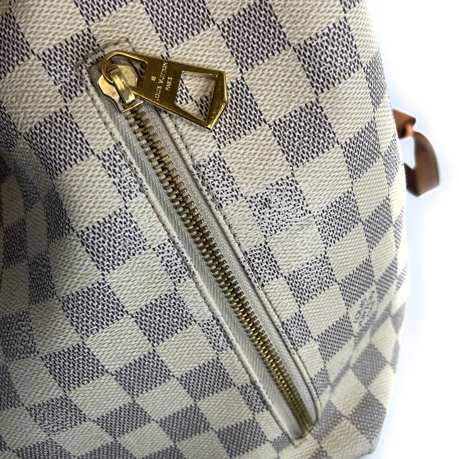 Louis Vuitton Damier Azur Sperone Backpack - Cream & Blue Top Handle Bag for Women | Stylish Designer Backpack for Travel, Work & Everyday Use