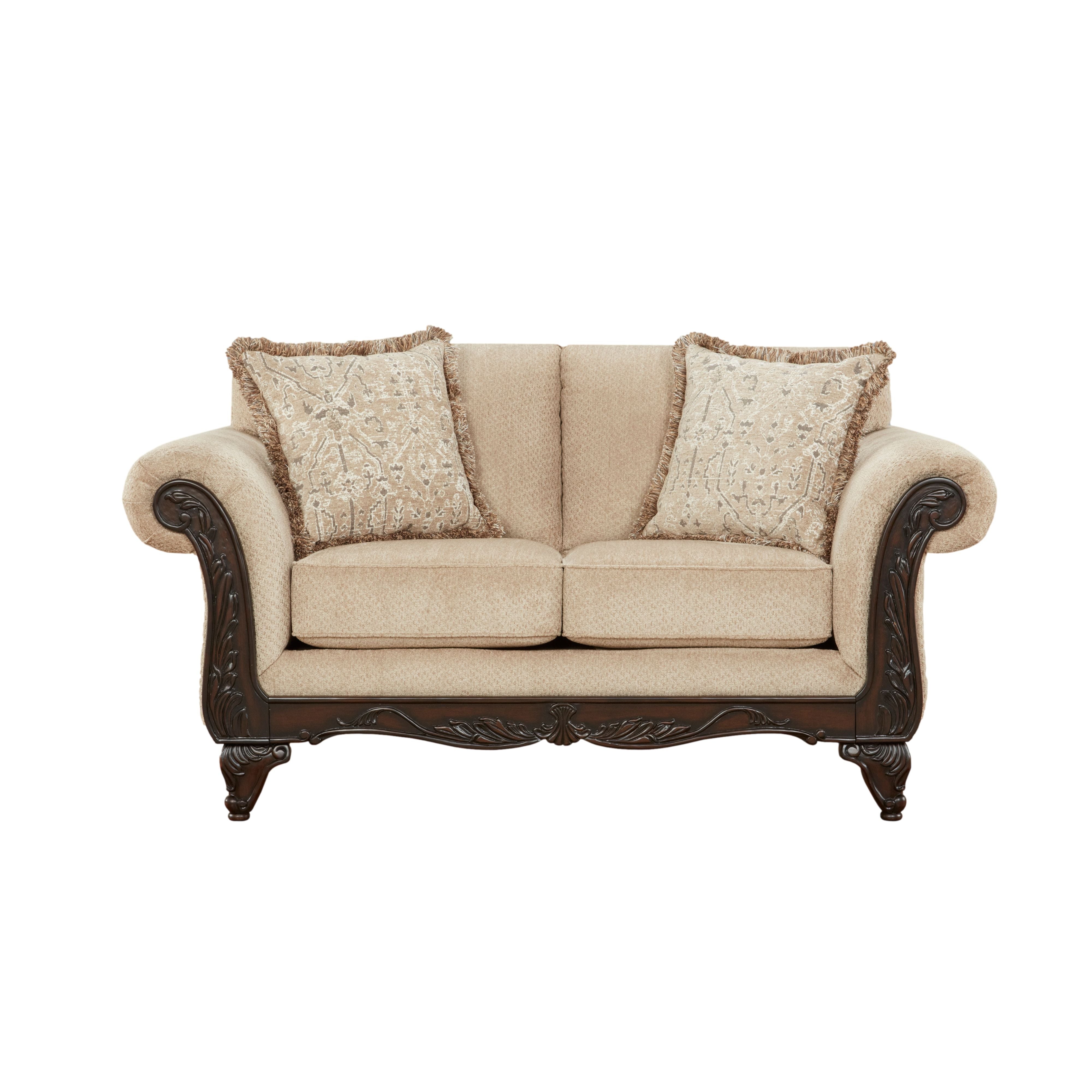 Handcrafted Carved Wood Loveseat Sofa - Elegant Wooden Bench for Living Room, Bedroom & Porch - Perfect for Cozy Seating & Home Decor