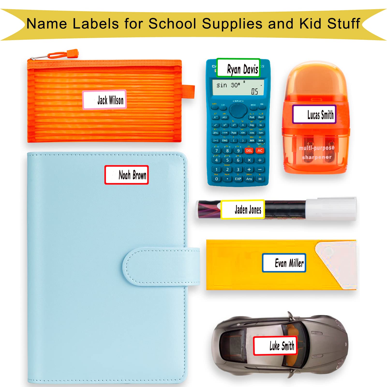 120 PCS Waterproof Name Labels for Kids - Personalized Self-Laminating Stickers for Baby Bottles, Water Bottles & School Supplies | Dishwasher Safe Daycare Labels | Perfect for Organizing School, Camp & Daycare Items