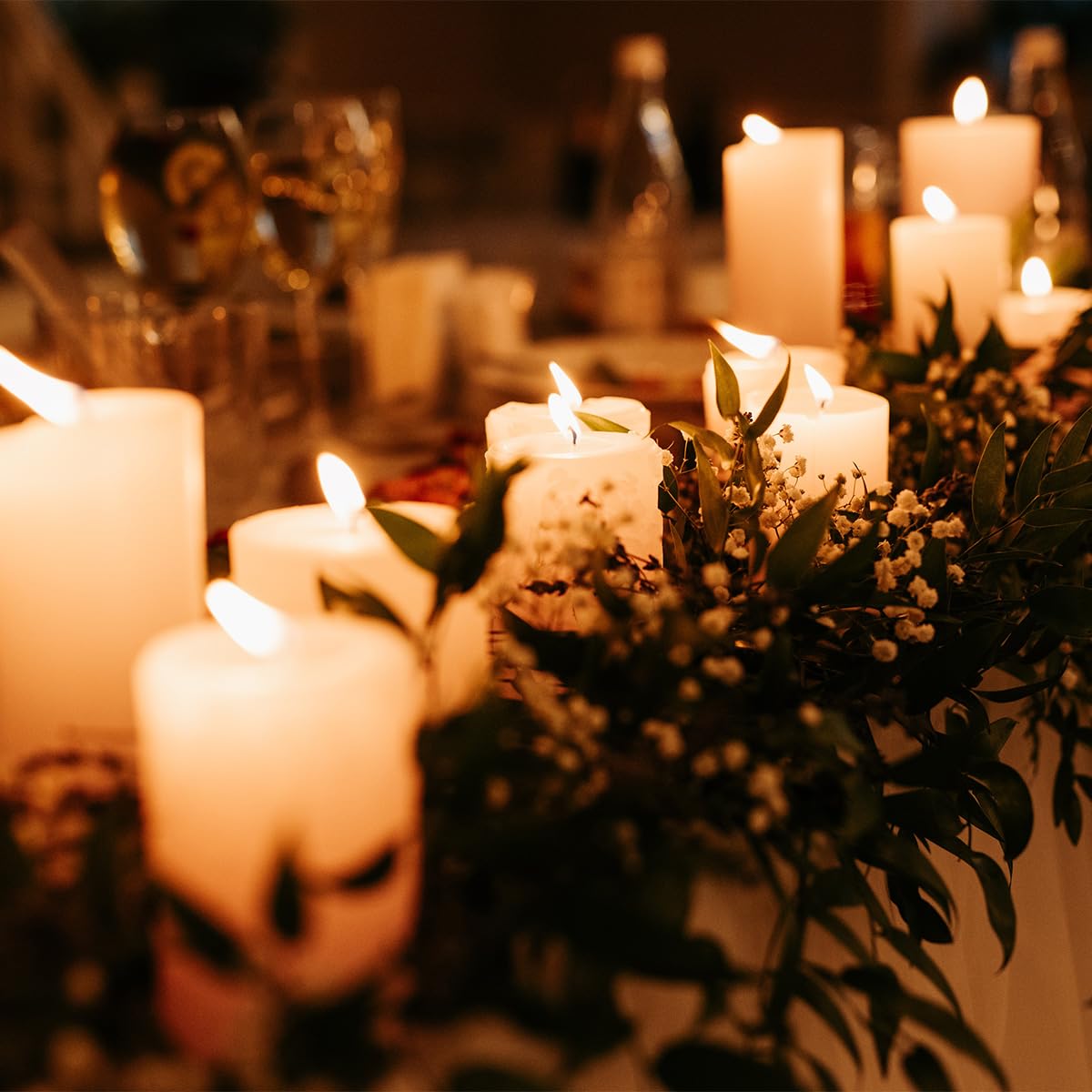 Long-Lasting Unscented White Votive Candles - 24 Pack Small Pillar Candles for Weddings, Church, Home Decor & Relaxation