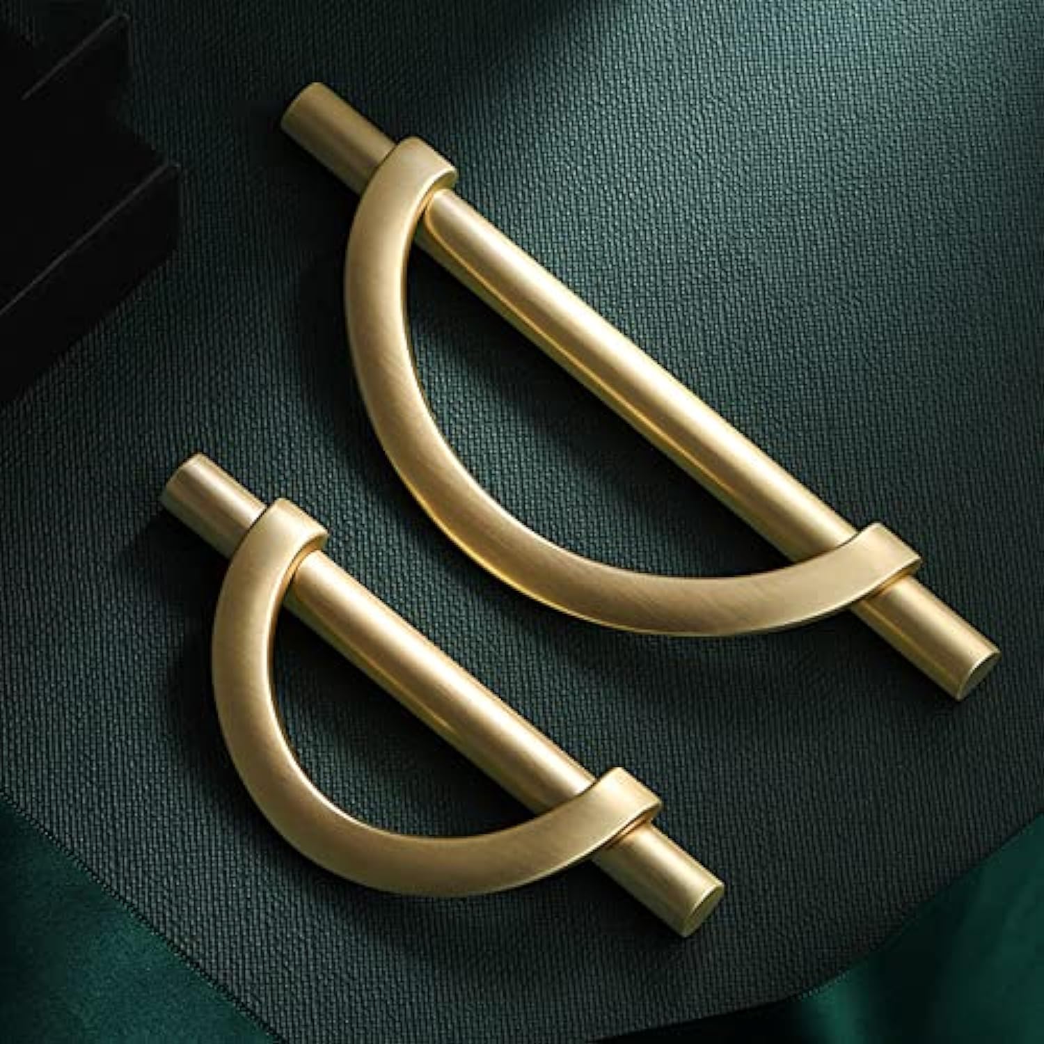 Antique Brushed Gold Cabinet Pulls & Drawer Handles - Half Moon Shape, 4-Pack (5 Inch) - Perfect for Kitchen Cabinets, Dressers, Cupboards & Vintage Home Decor