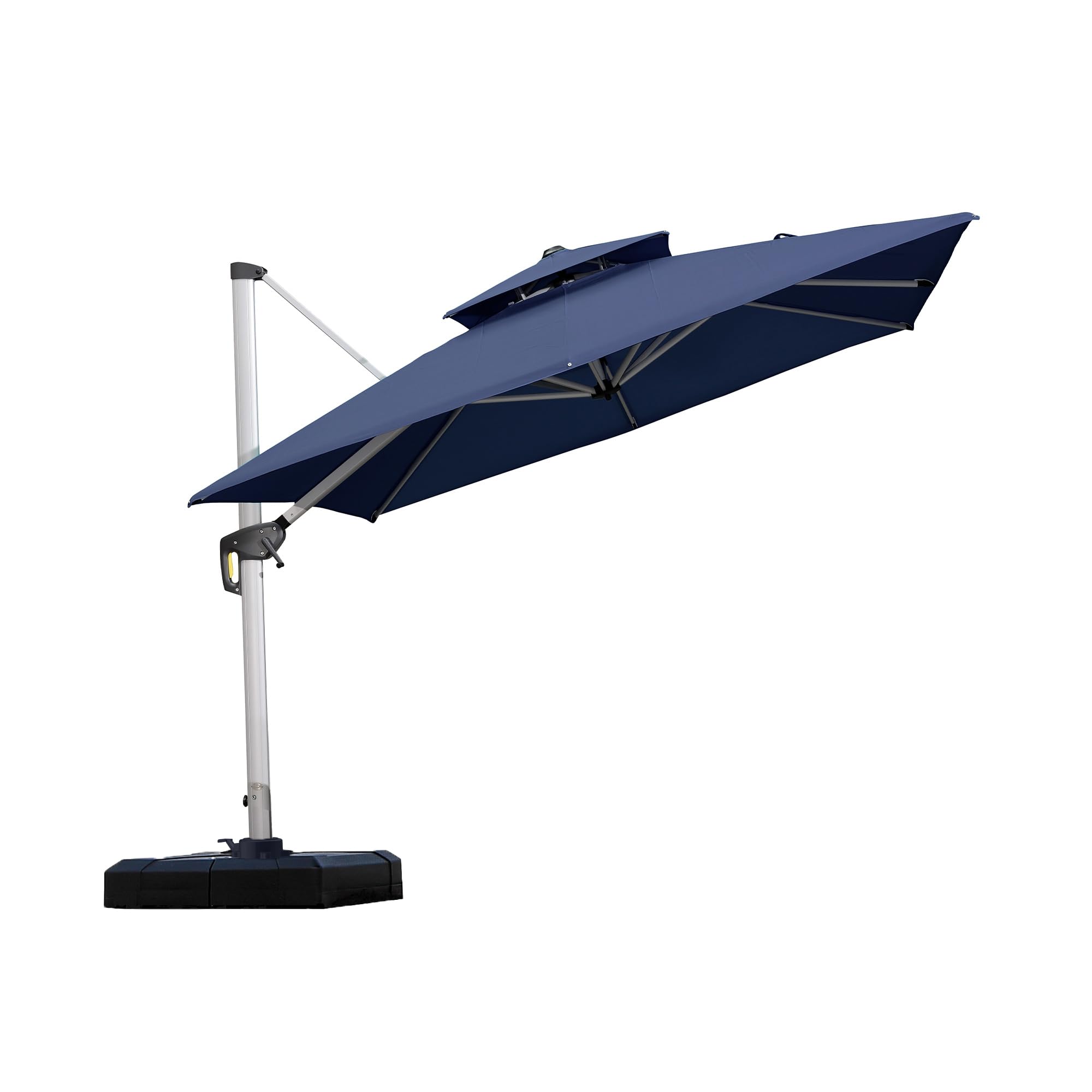 PURPLE LEAF 9ft Outdoor Square Cantilever Umbrella - Heavy Duty Windproof Offset Patio Umbrella for Garden, Deck & Pool - Navy Blue Sun Shade for Outdoor Relaxation & Entertaining