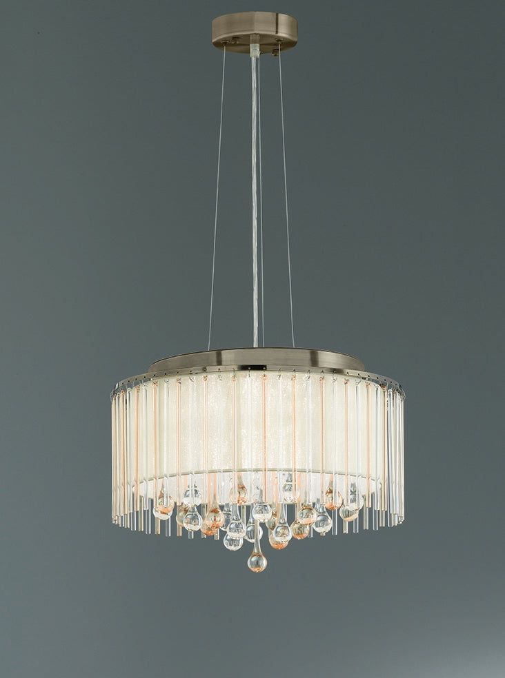 Angelique 6Lt Center Ceiling Light with Bronze Finish - Elegant Dining Room & Living Room Lighting Fixture