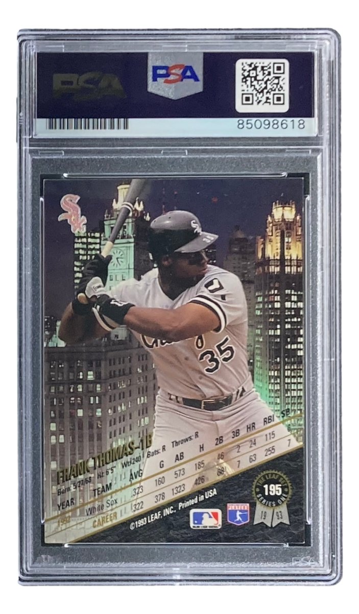 Frank Thomas Autographed 1993 Leaf #195 Chicago White Sox Baseball Card - PSA/DNA Certified - Perfect for Sports Memorabilia Collectors & White Sox Fans