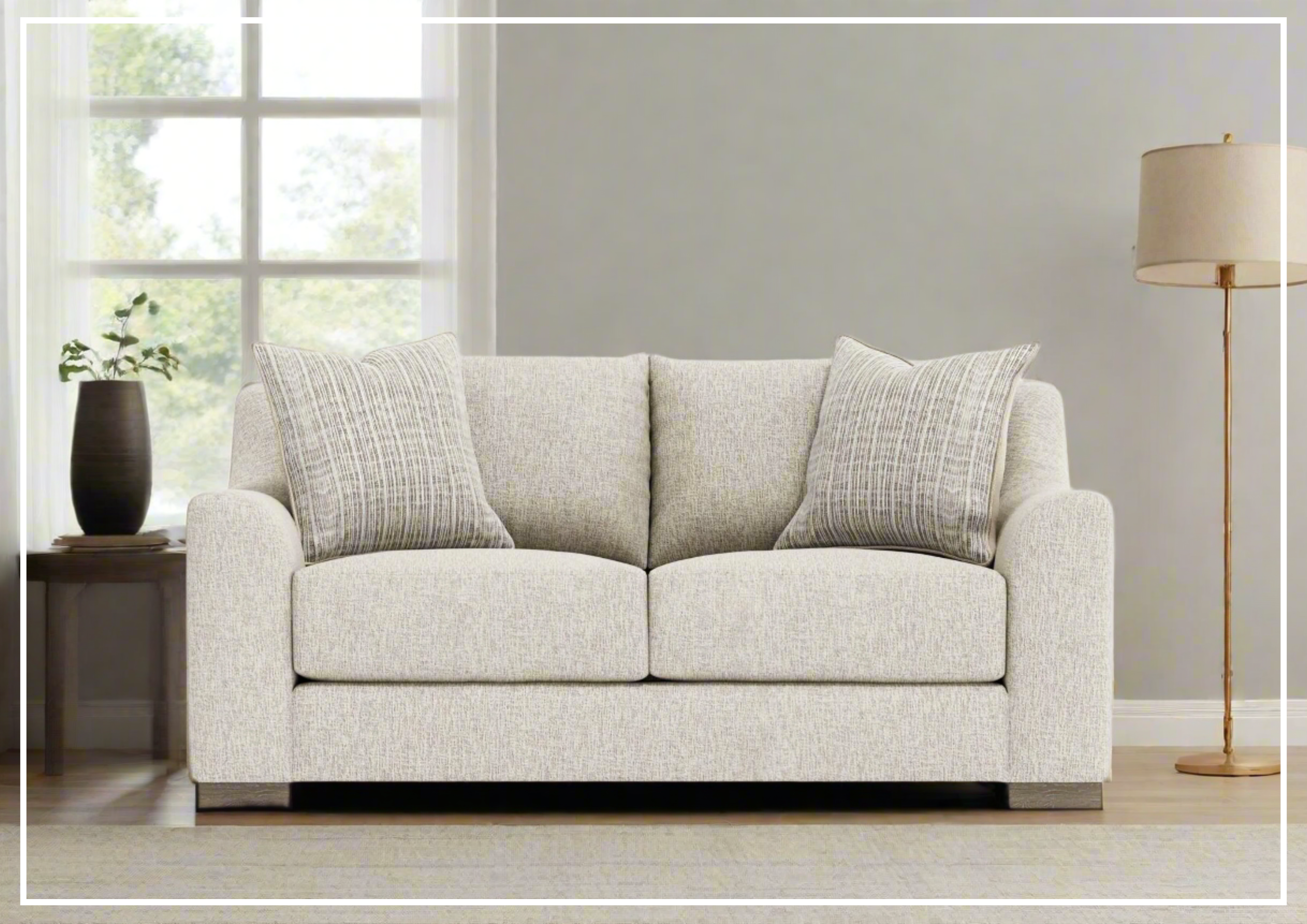 Bernhardt Gabi Fabric Loveseat with Feather Down Cushions - Comfortable Small Sofa for Living Room, Apartment & Cozy Spaces
