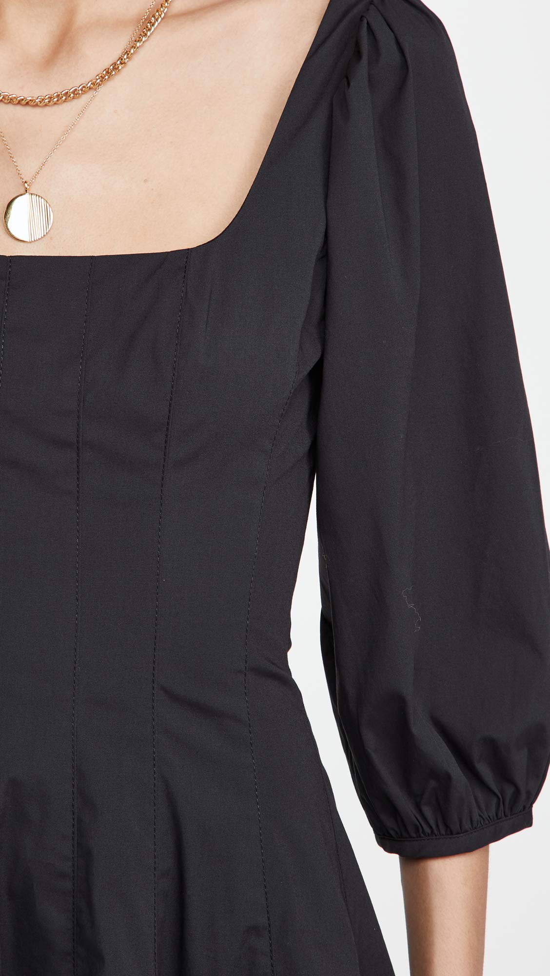 STAUD Women's Swells Dress - Flowy Midi Dress with Puff Sleeves & Square Neckline | Perfect for Summer, Beach, Vacation & Casual Outings