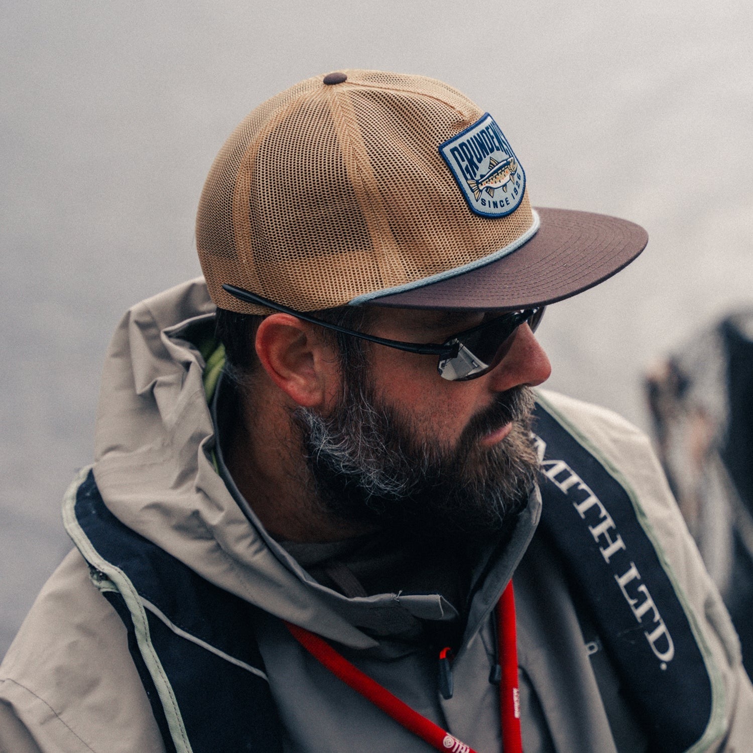 Grundens Trout Patch Mesh Trucker Hat - Breathable Fishing Cap for Men & Women - Perfect for Outdoor Activities, Hiking, and Camping