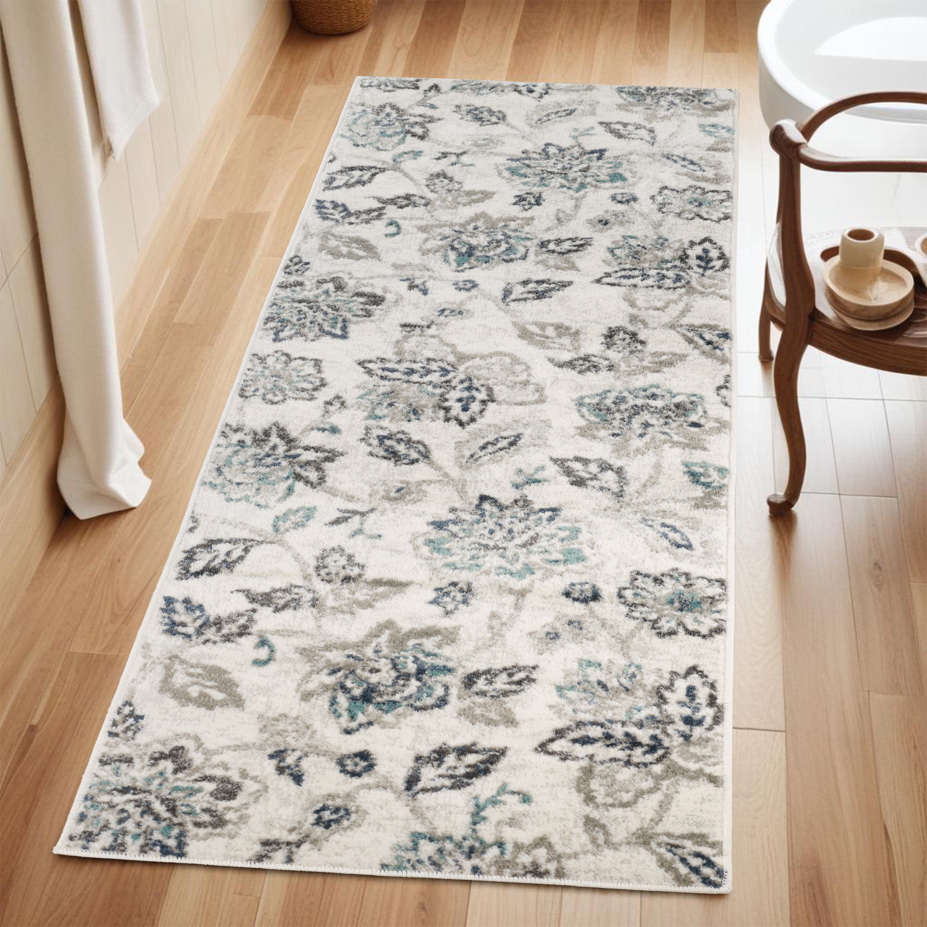 Jacobean Floral Modern Farmhouse Indoor Area Rugs & Runner Rugs - Soft Non-Slip Living Room Bedroom Decor for Cozy Home