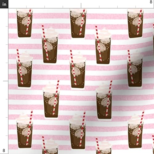 Cute Beer Ice Cream Soda Pop Pink Stripe Food Print Minky Fabric by The Yard - Soft Plush Material for Sewing Baby Blankets, Quilt Backing & DIY Projects - Perfect for Nursery Decor, Gift Making & Home Crafts
