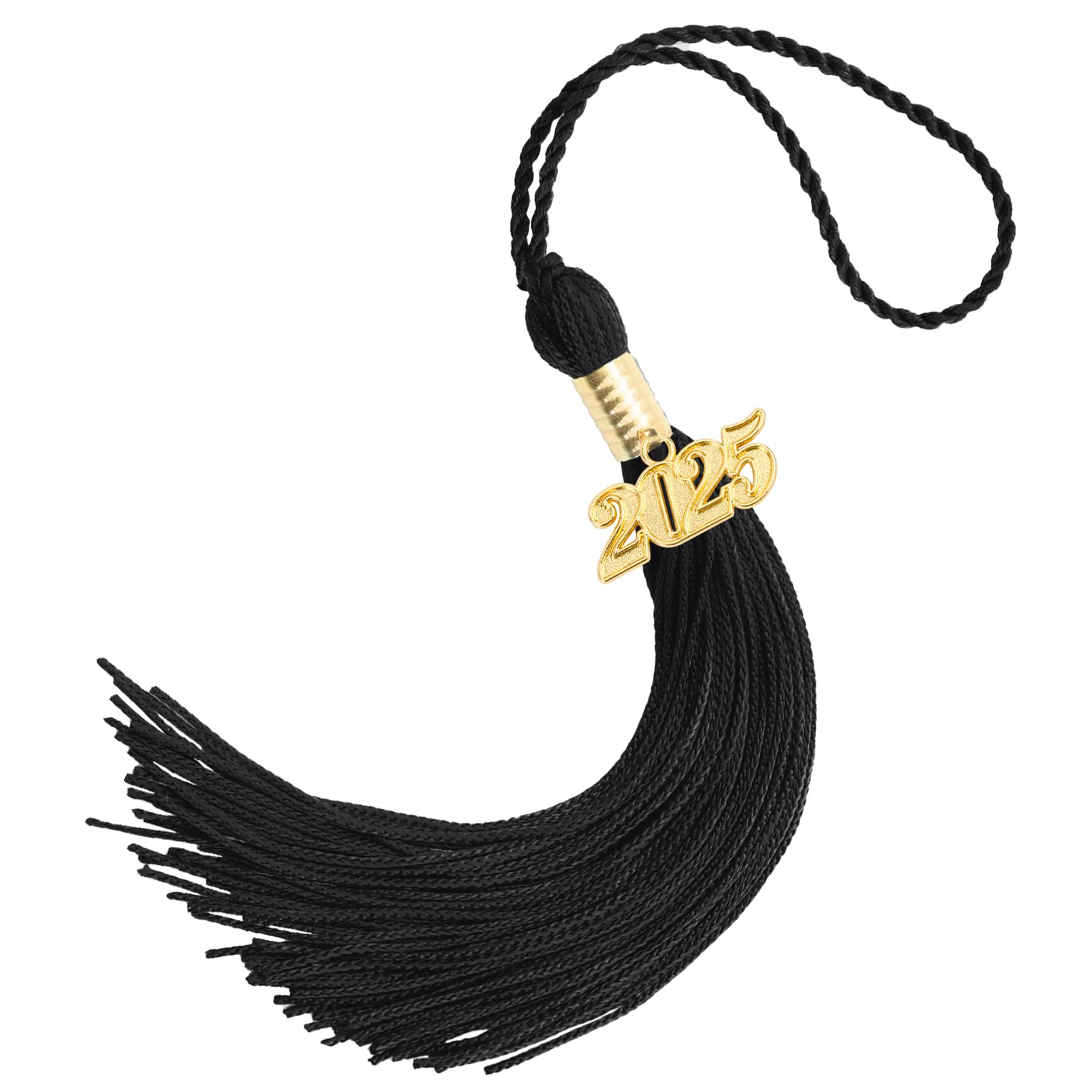 2025 Graduation Tassel with Gold Charms - Black Cap Tassel for High School & College Graduation Ceremonies - Perfect Graduation Accessory for 2025 Graduates - Commencement, Diploma, and Graduation Party Decor