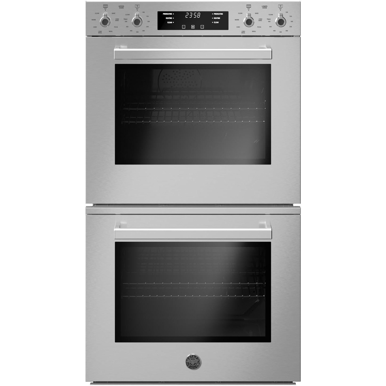 Bertazzoni 30 Inch Built-In Double Wall Oven with Convection Technology - 8.2 Cu.Ft Capacity (PROF30FDEXV) for Professional Kitchens & Home Baking Enthusiasts